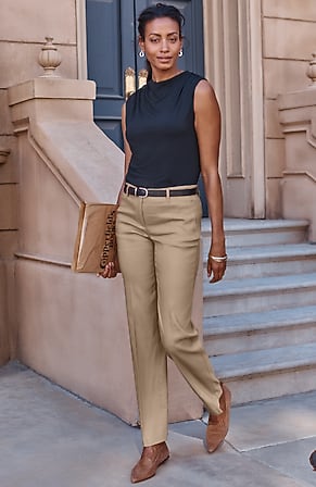 Image for Linen-Stretch Straight-Leg Pants
