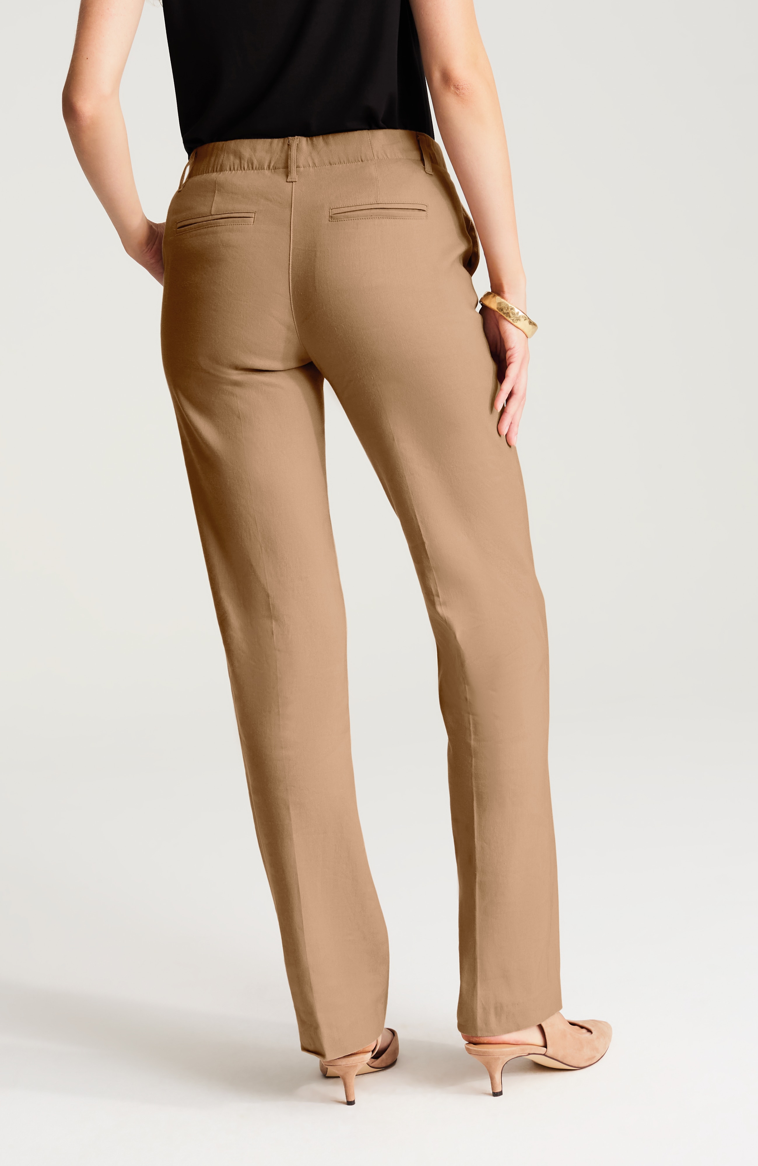 linen-stretch straight-leg pants
