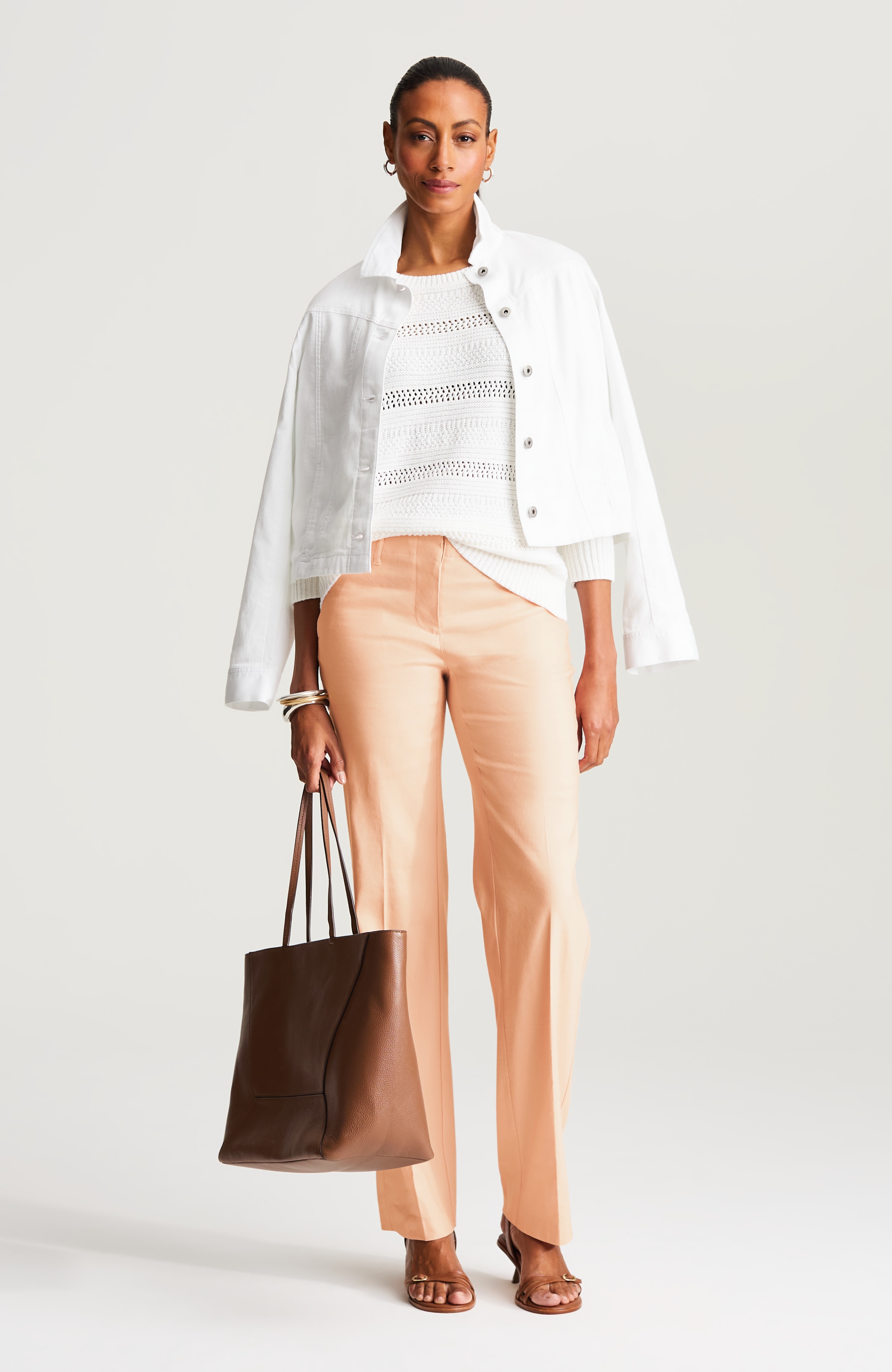 linen-stretch straight-leg pants