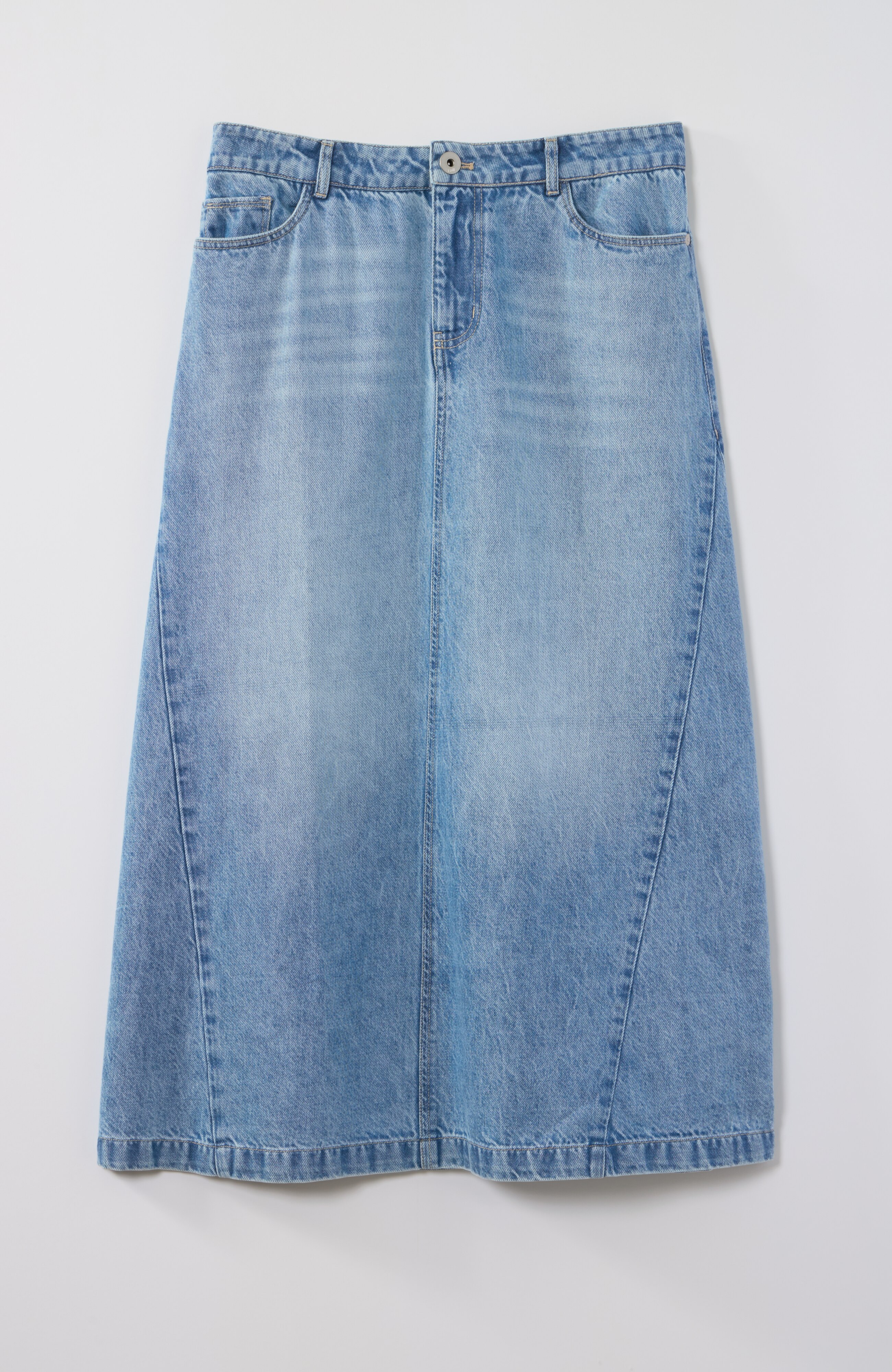 a-line seamed denim skirt