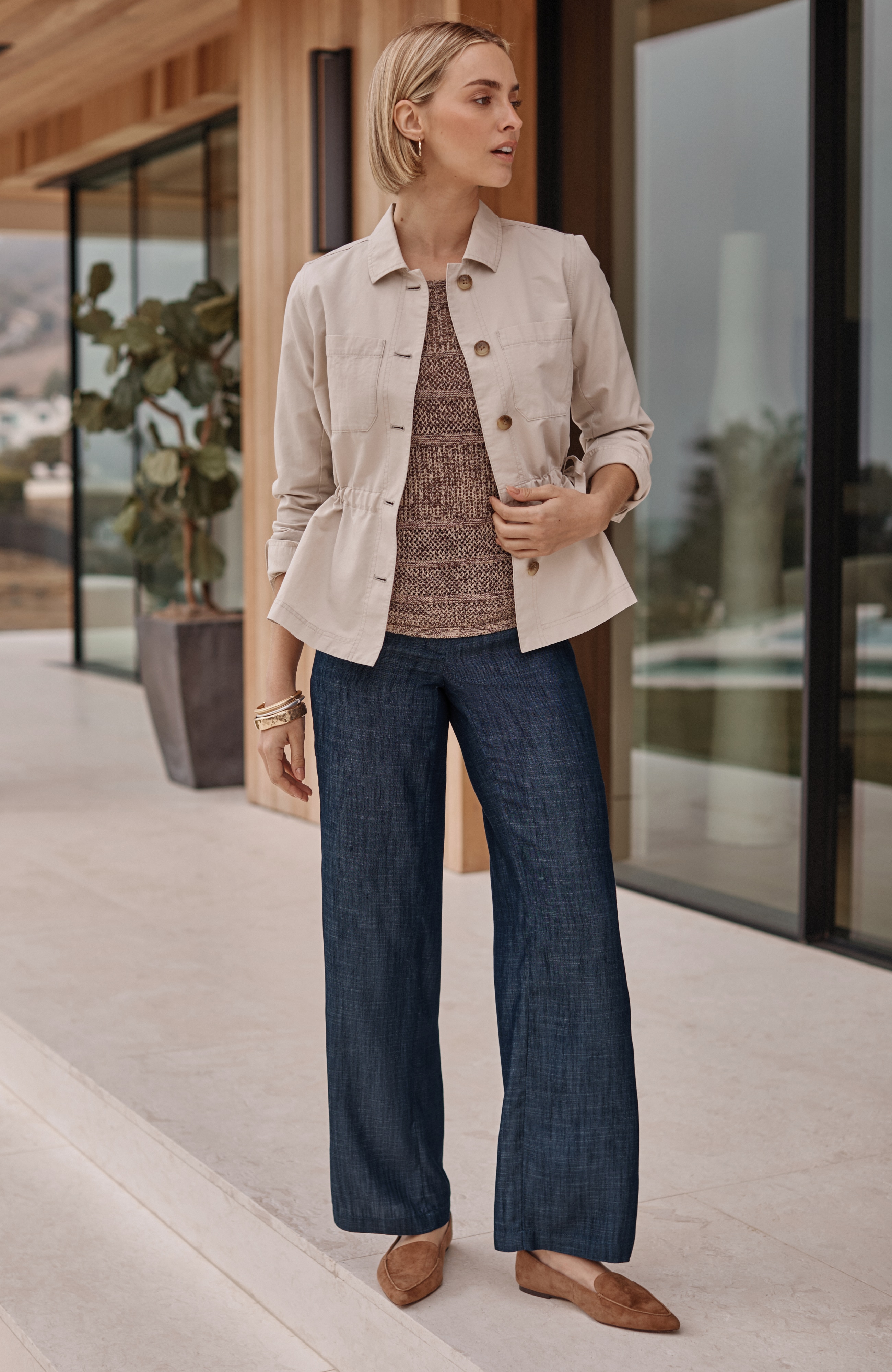 indigo tencell™ lyocell wide-leg pants