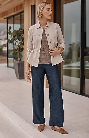 Image for Indigo Tencell™ Lyocell Wide-Leg Pants