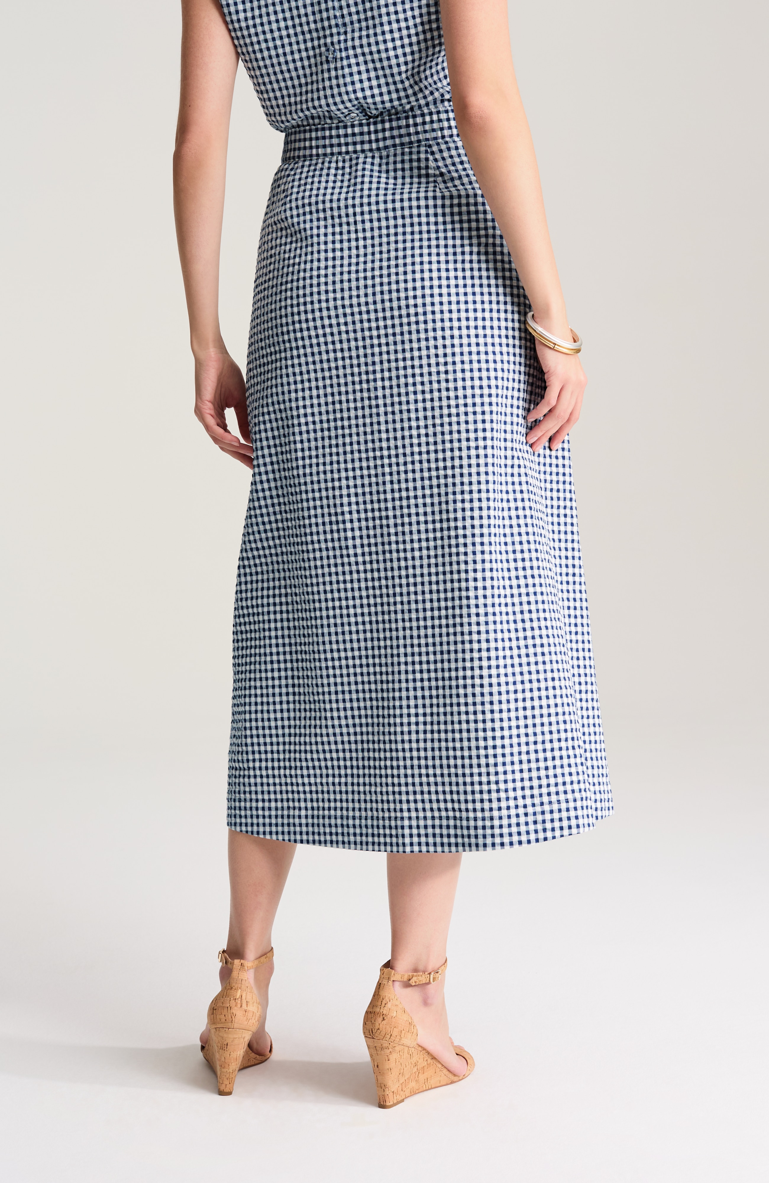 seersucker gingham a-line skirt