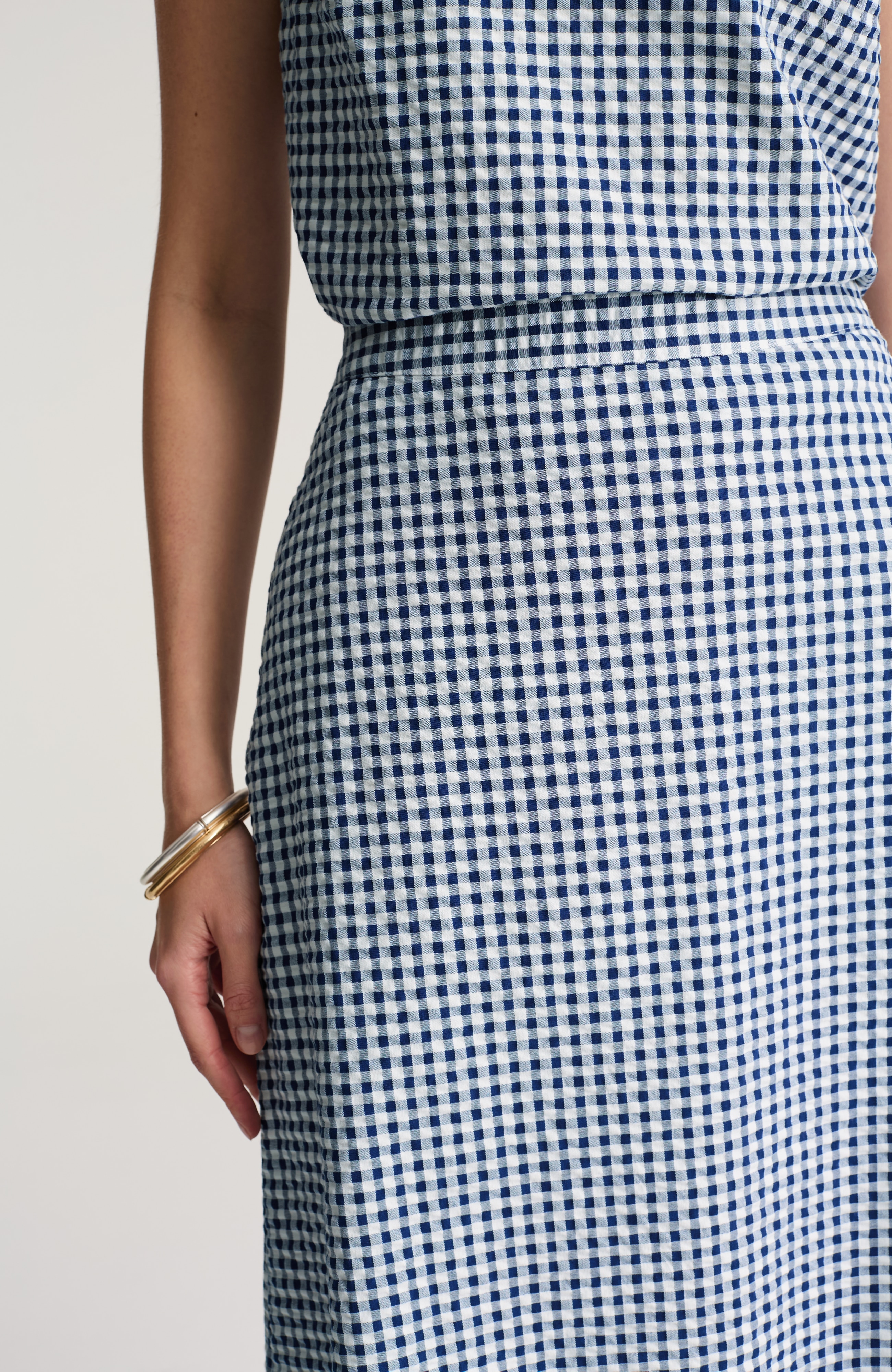 seersucker gingham a-line skirt
