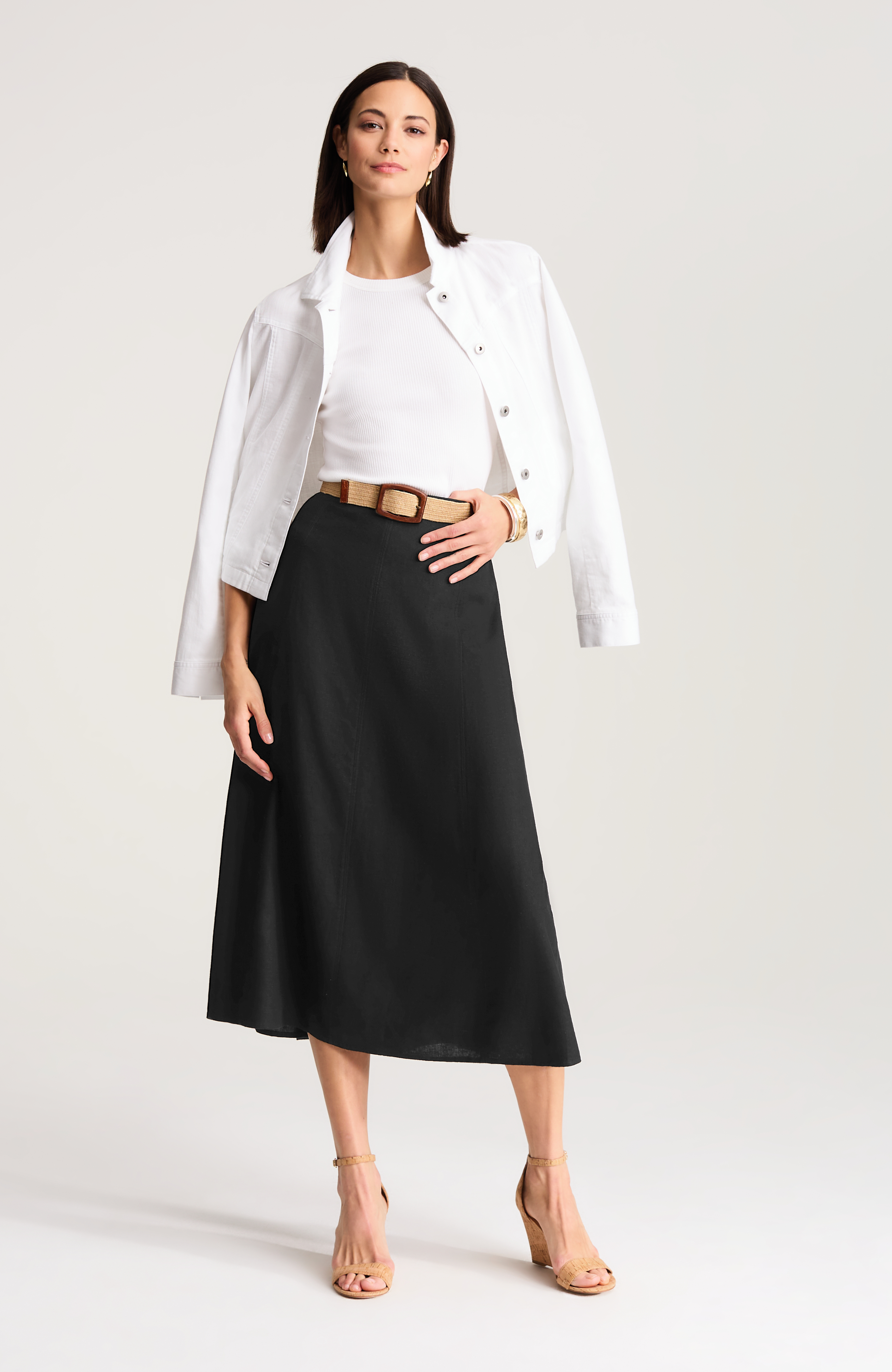 Linen-Blend A-Line Skirt - image 2
