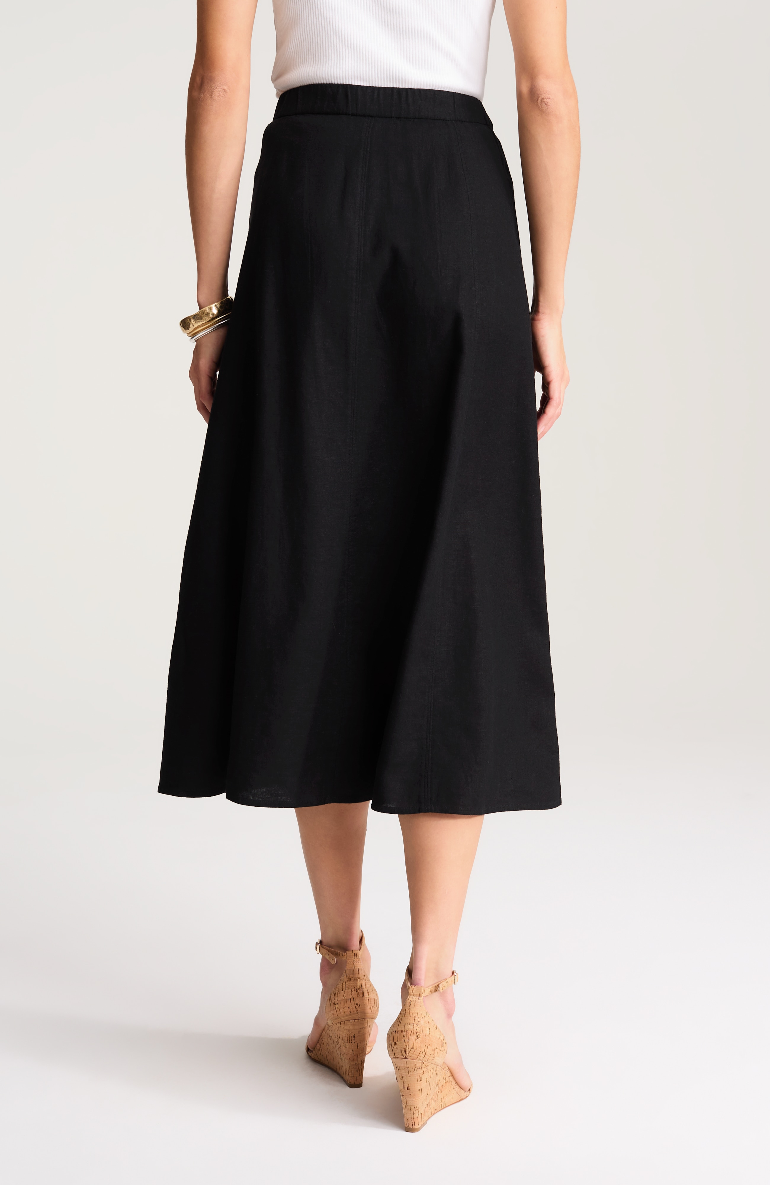 linen-blend a-line skirt