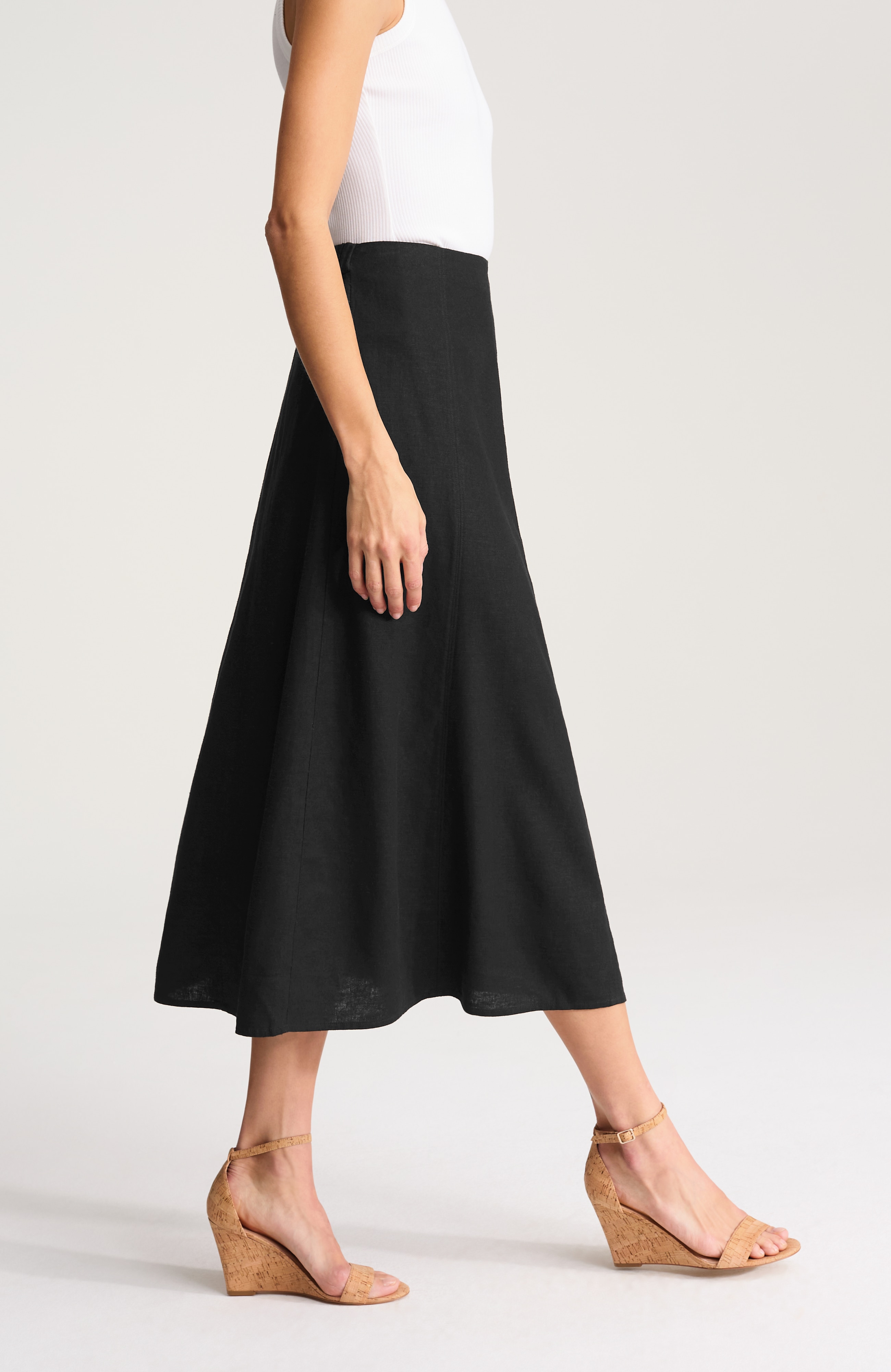 linen-blend a-line skirt