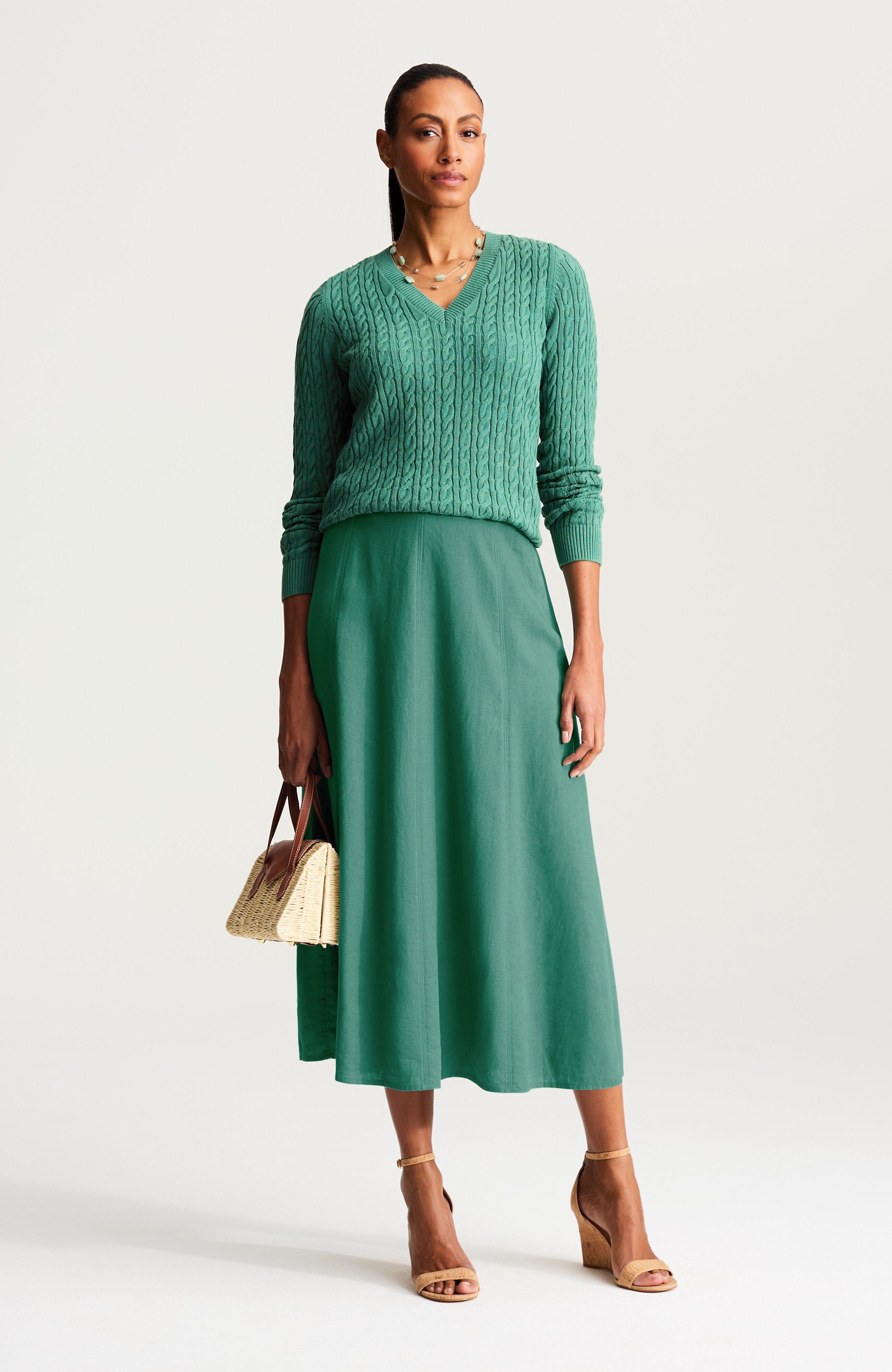 LINEN-BLEND A-LINE SKIRT | JJill