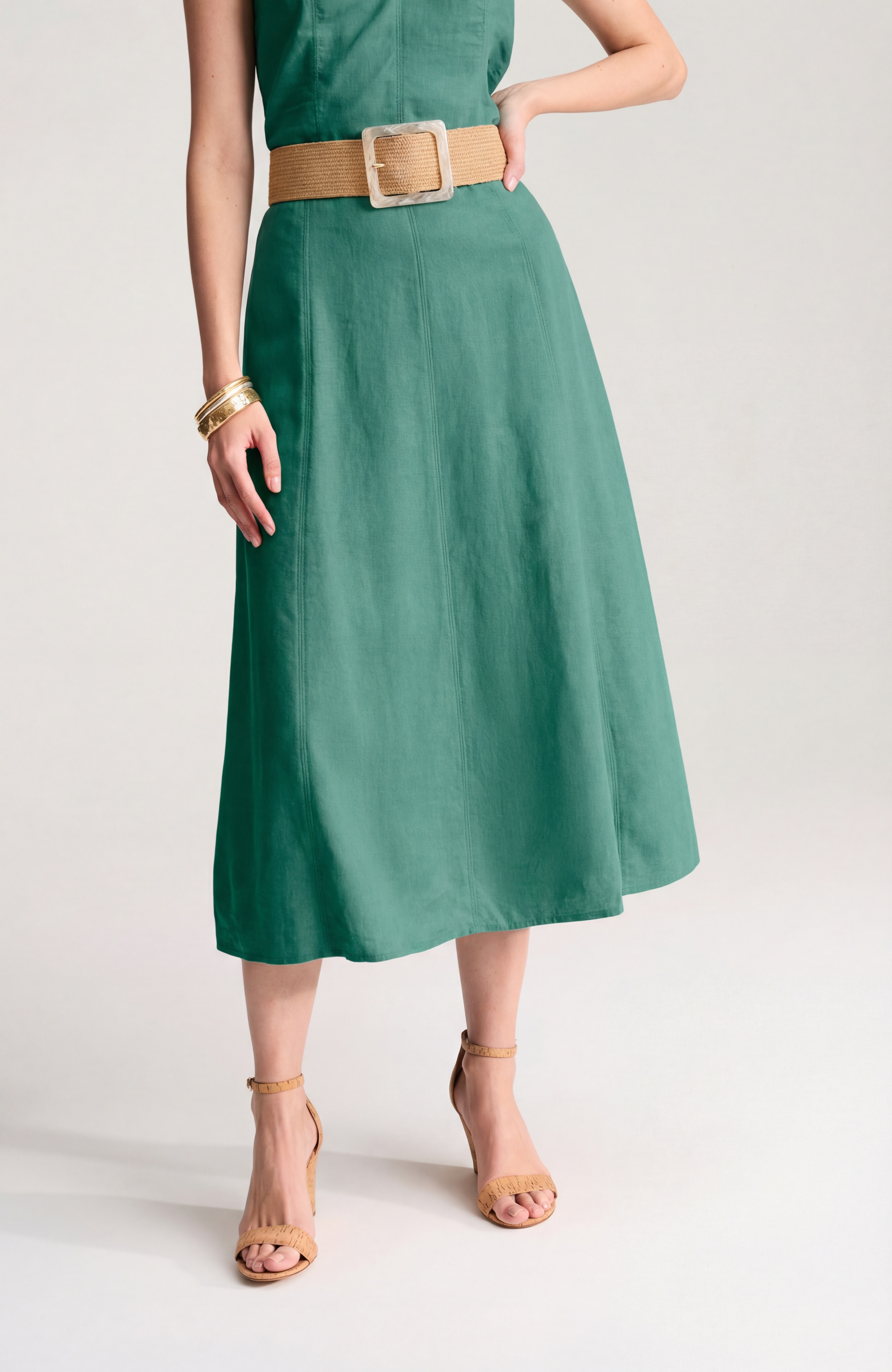 LINEN-BLEND A-LINE SKIRT | JJill