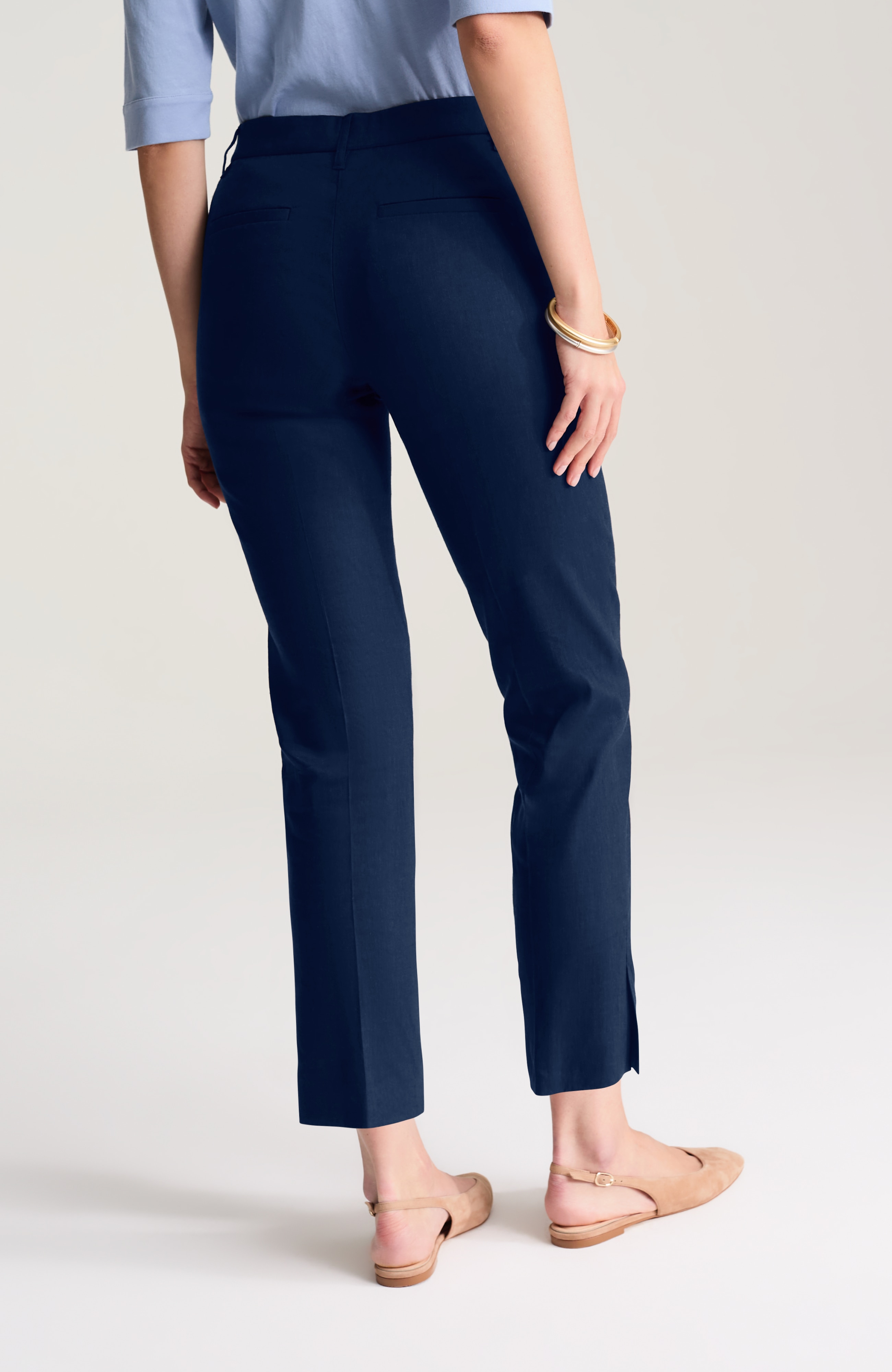 linen-stretch slim-leg pants