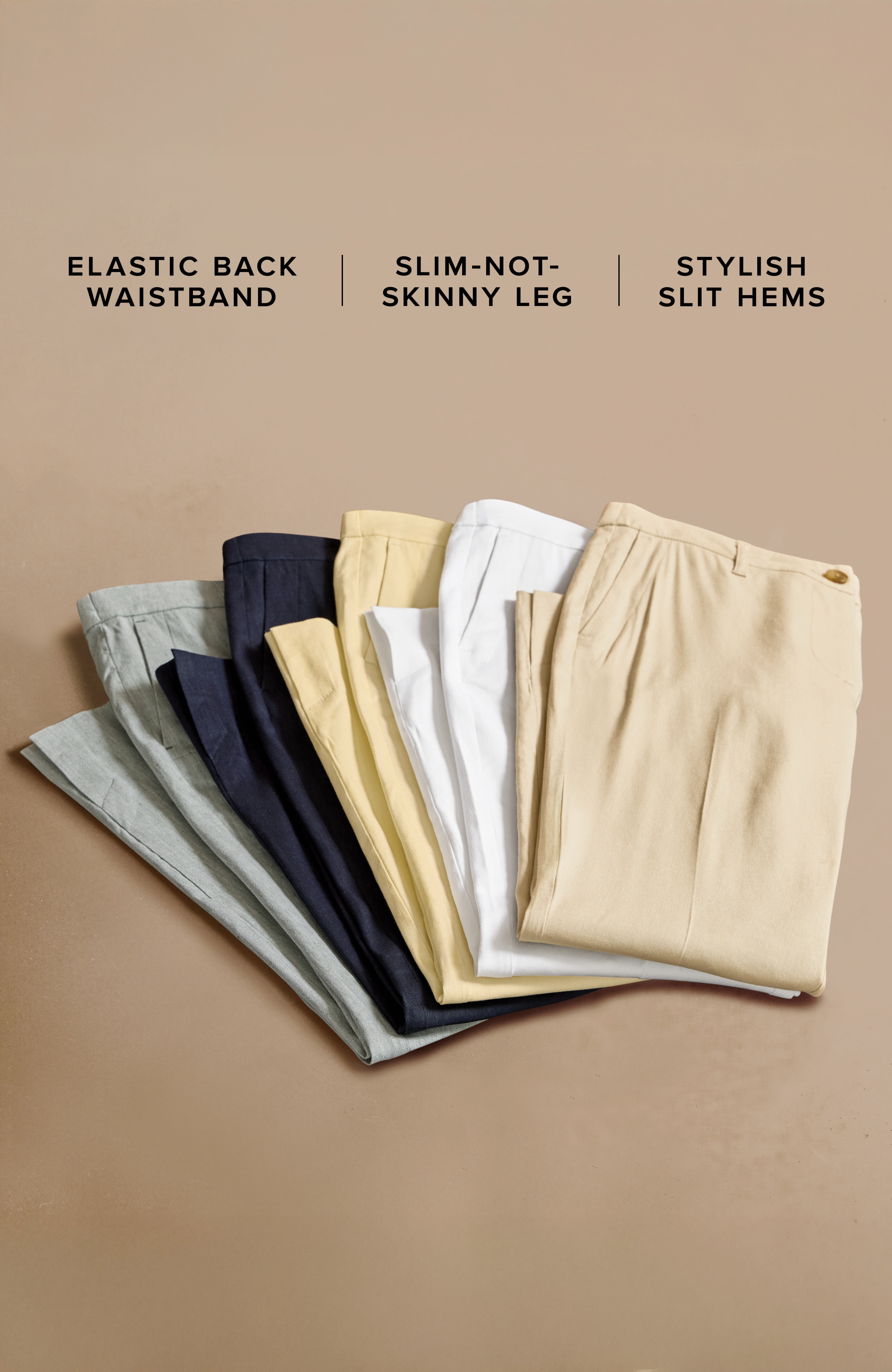 LINEN-STRETCH SLIM-LEG PANTS | JJill