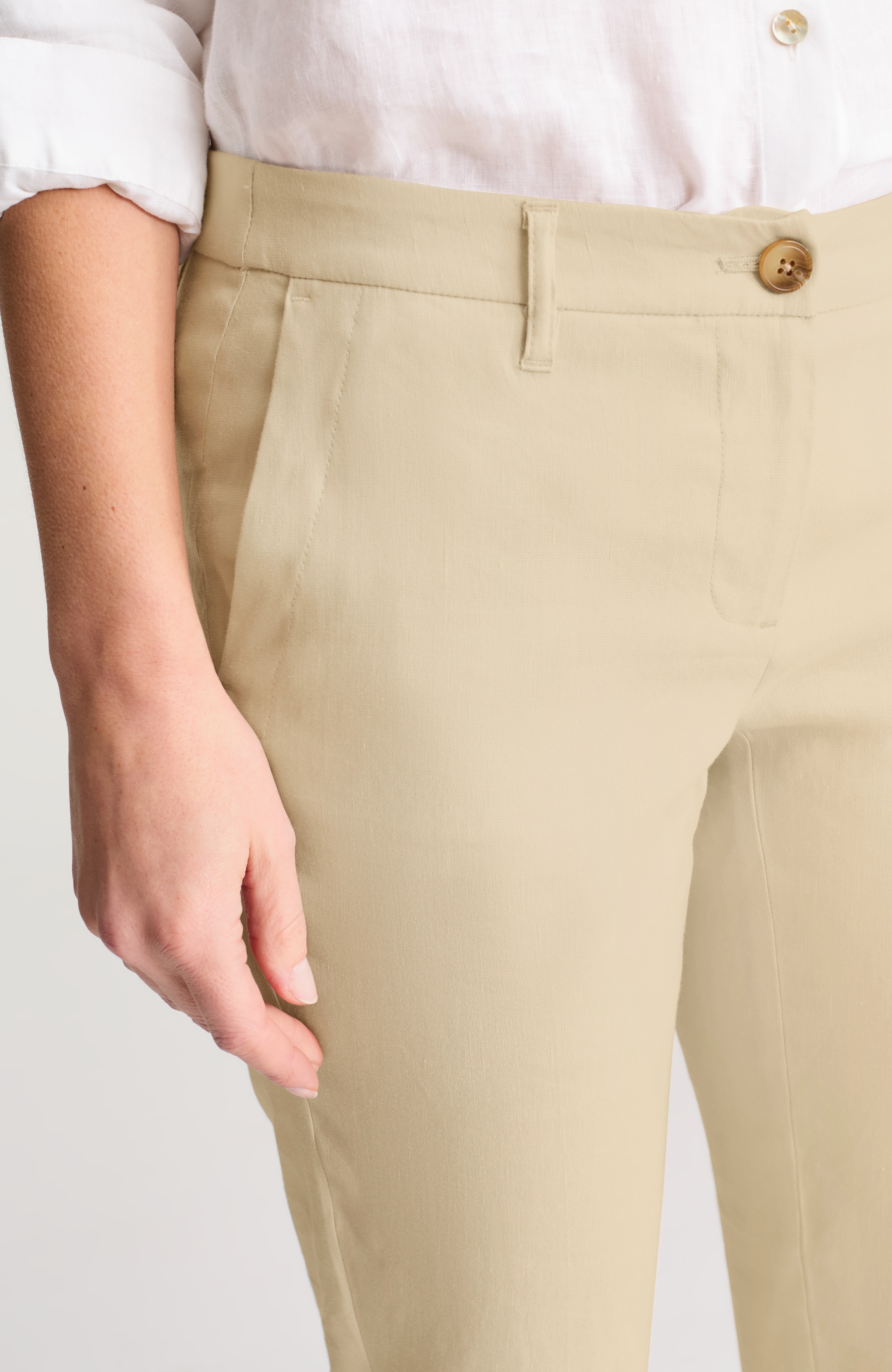 LINEN-STRETCH SLIM-LEG PANTS | JJill