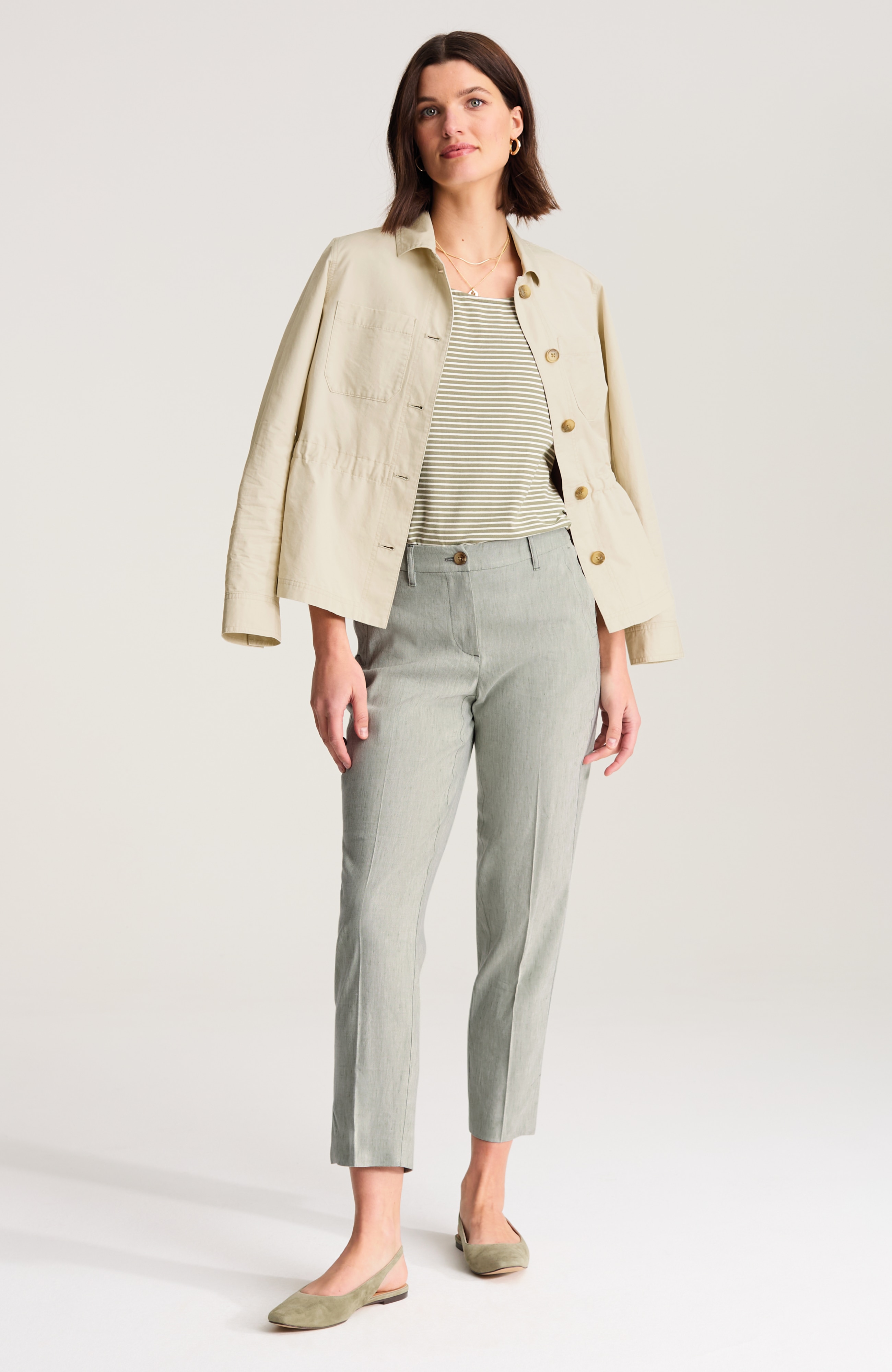 Curvy Fit Linen-Stretch Slim-Leg Pants | JJill