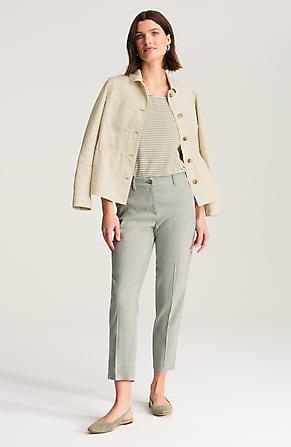 Image for Curvy Fit Linen-Stretch Slim-Leg Pants