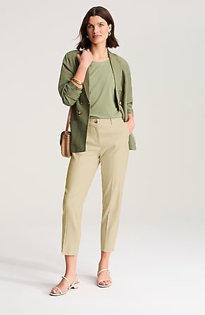 Image for Curvy Fit Linen-Stretch Slim-Leg Pants