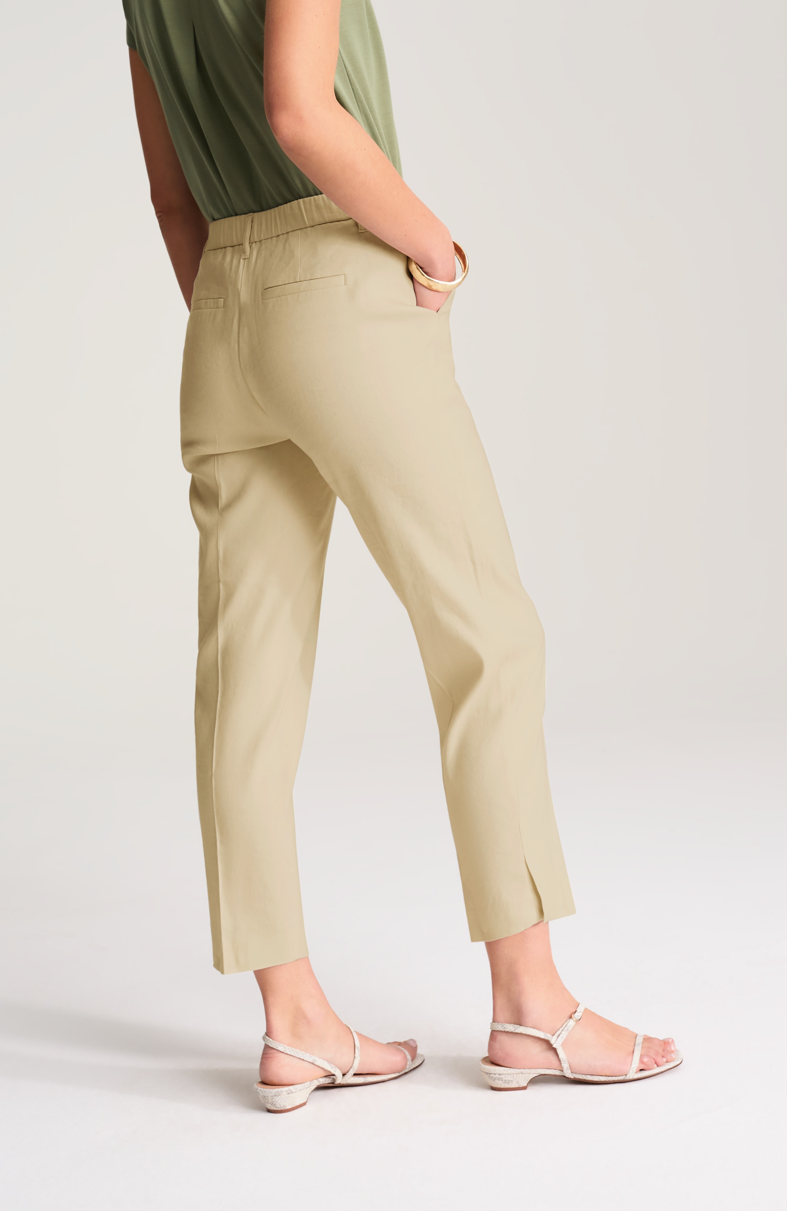 CURVY-FIT LINEN-STRETCH SLIM-LEG PANTS | JJill