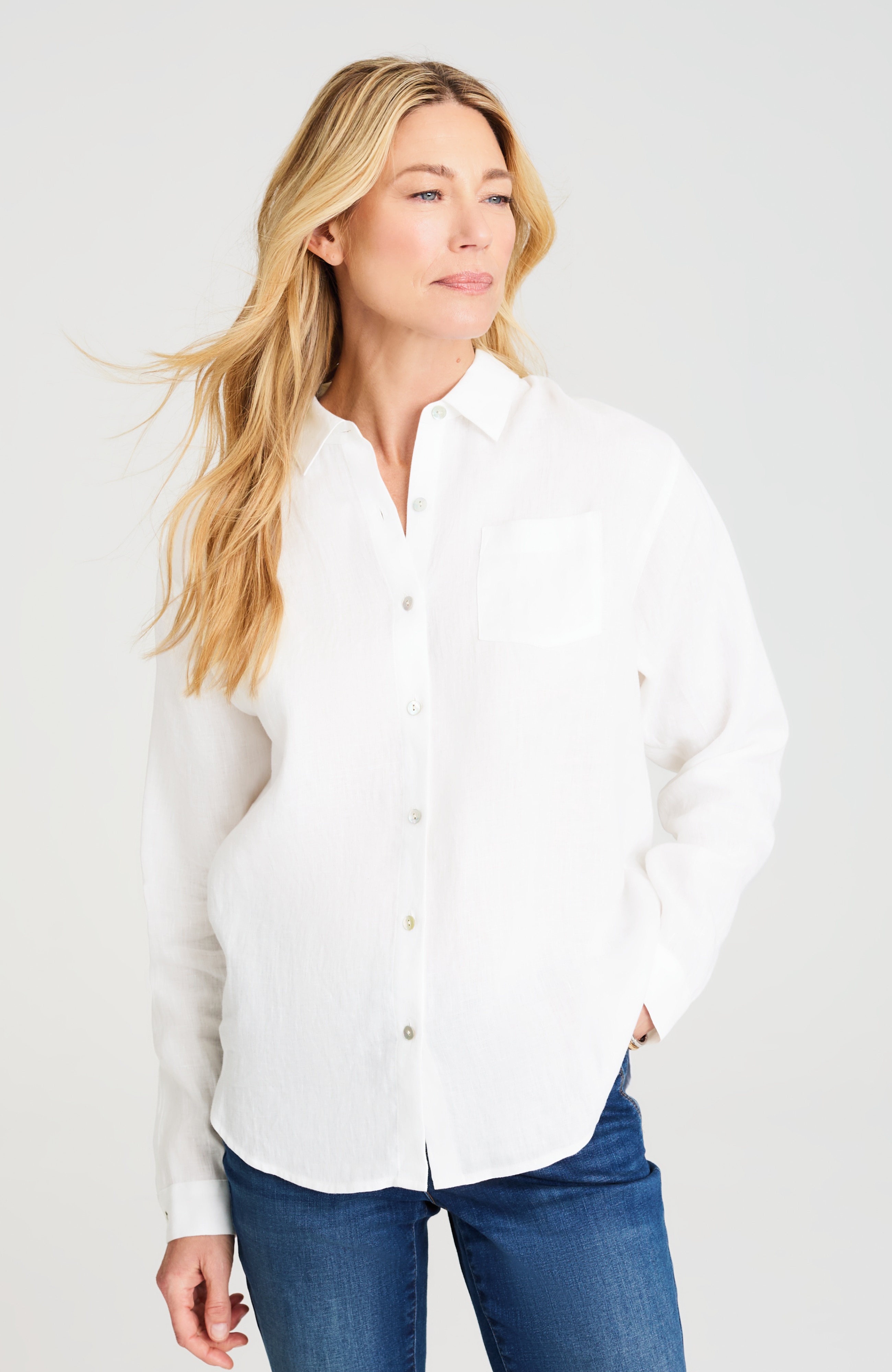 Easy Linen Button-Front Shirt | JJill
