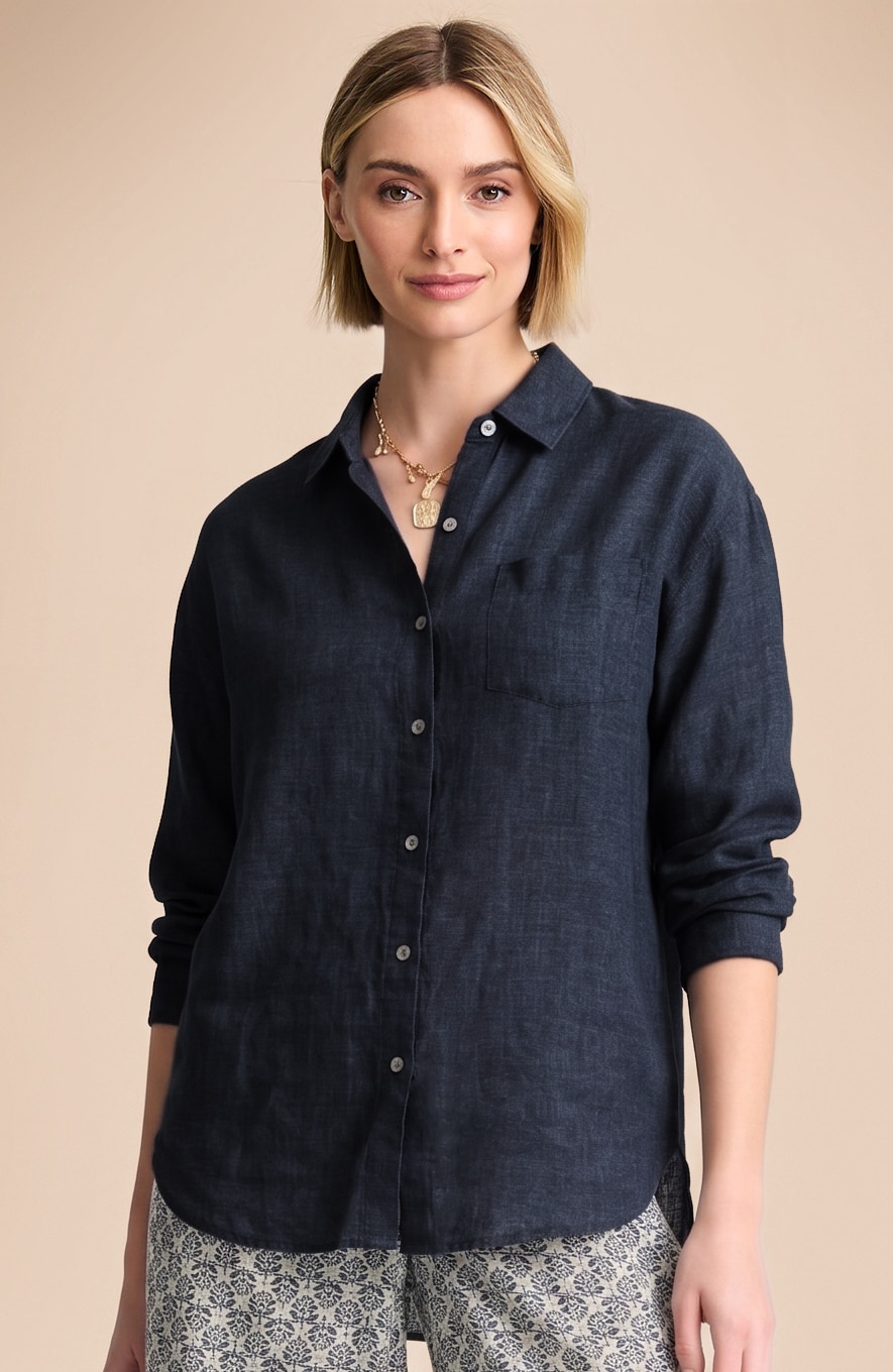 EASY LINEN BUTTON-FRONT SHIRT | JJill