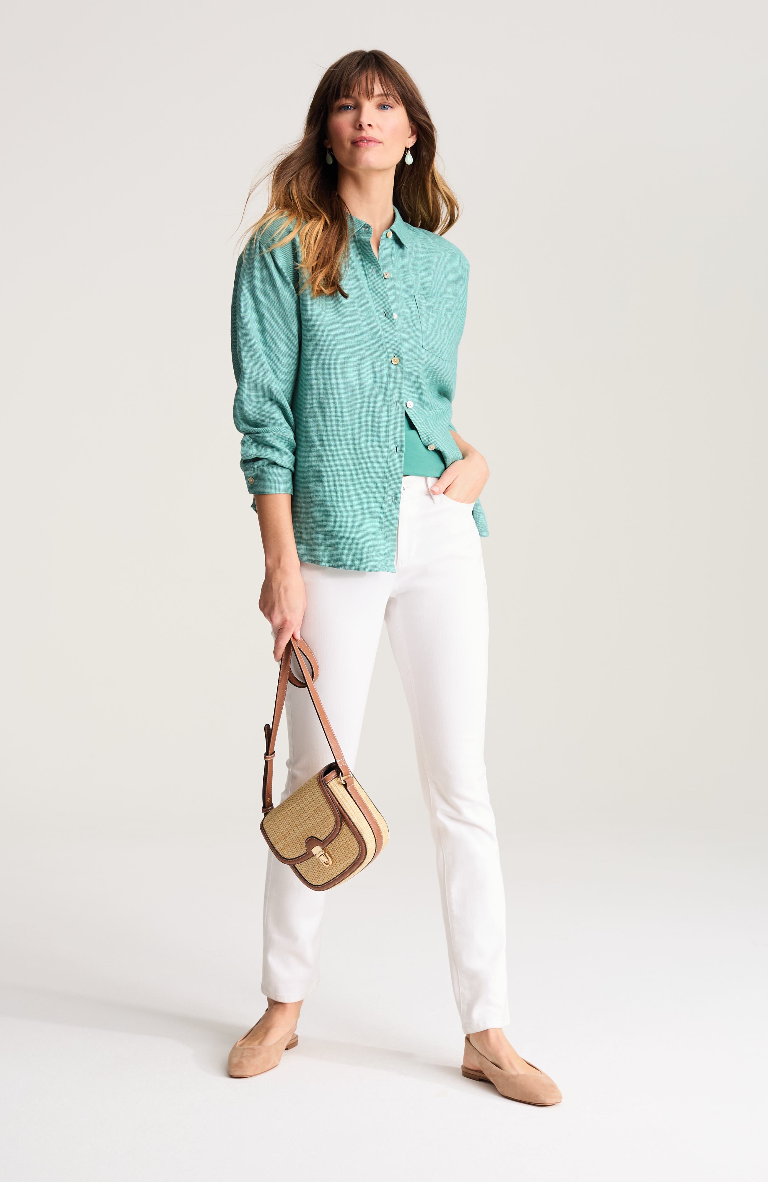 Easy Linen Button-Front Shirt
