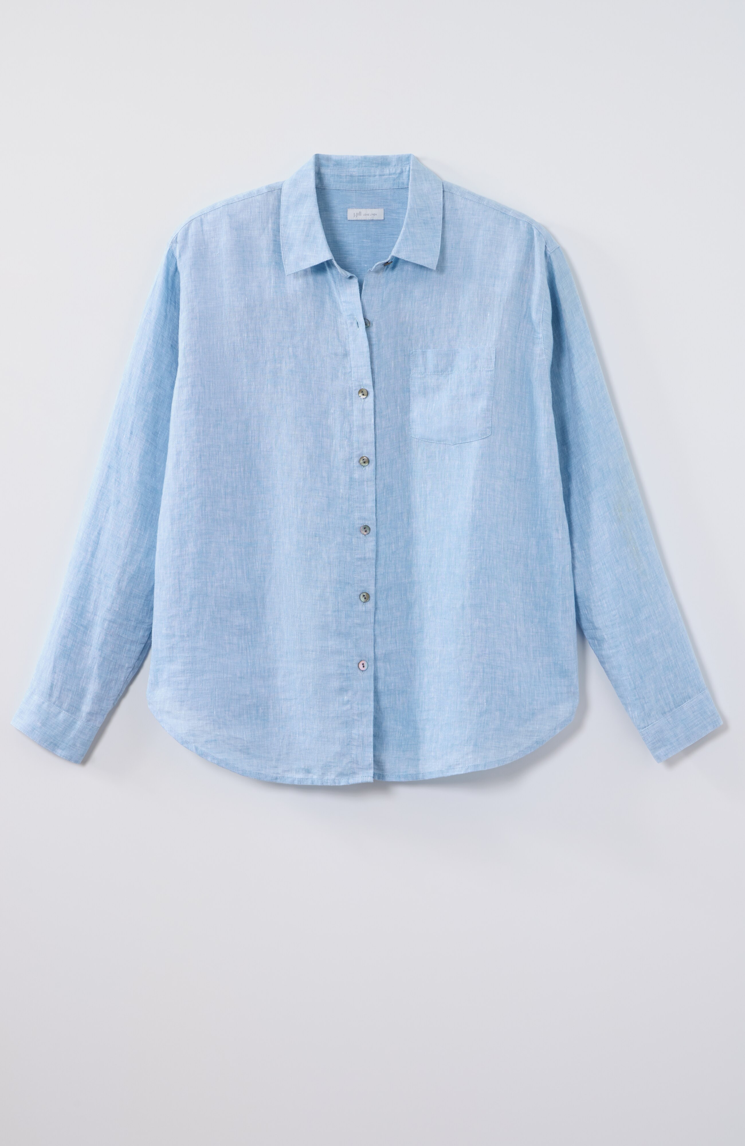 easy linen button-front shirt