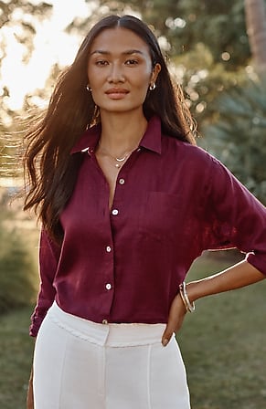 Image for Easy Linen Button-Front Shirt