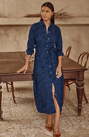 Image for Pure Jill Indigo Jacquard Shirtdress