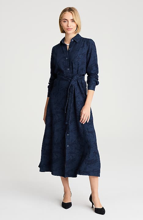 j jill denim shirt dress PURE JILL INDIGO JACQUARD SHIRTDRESS
