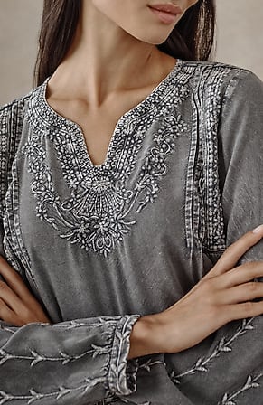 Image for Pure Jill Washed Embroidered Top