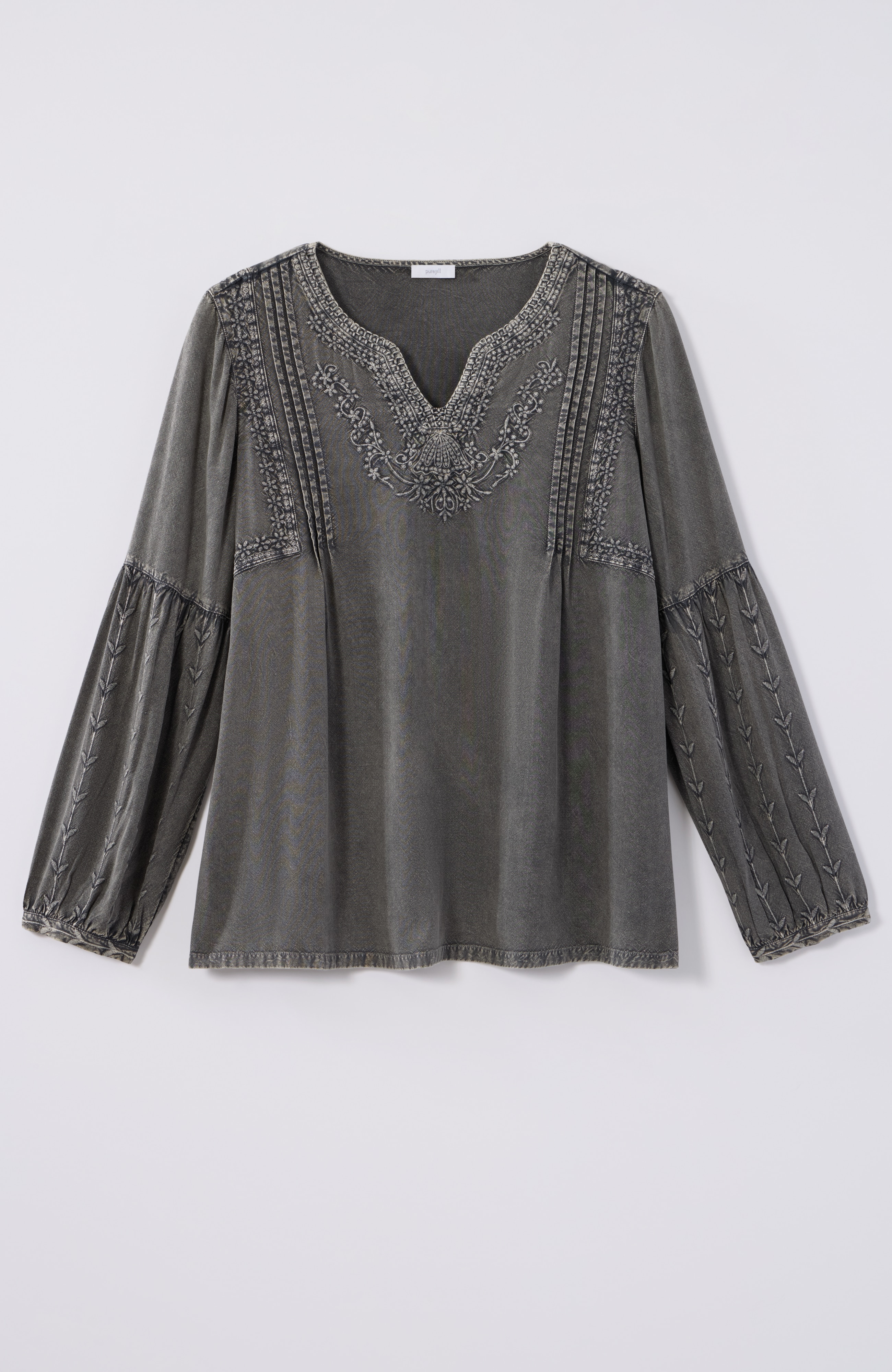 pure jill washed embroidered top
