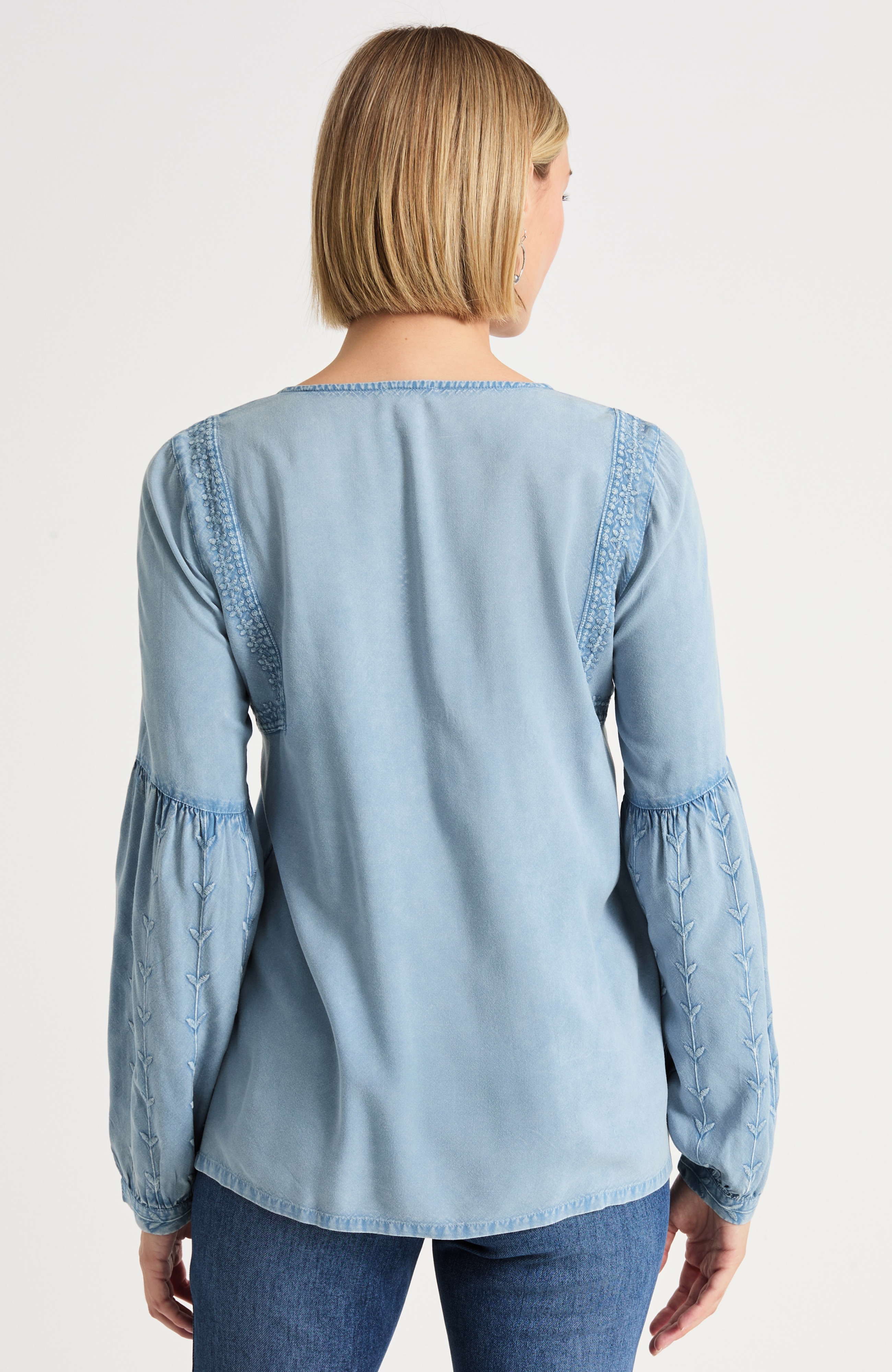 Pure Jill Washed Embroidered Top