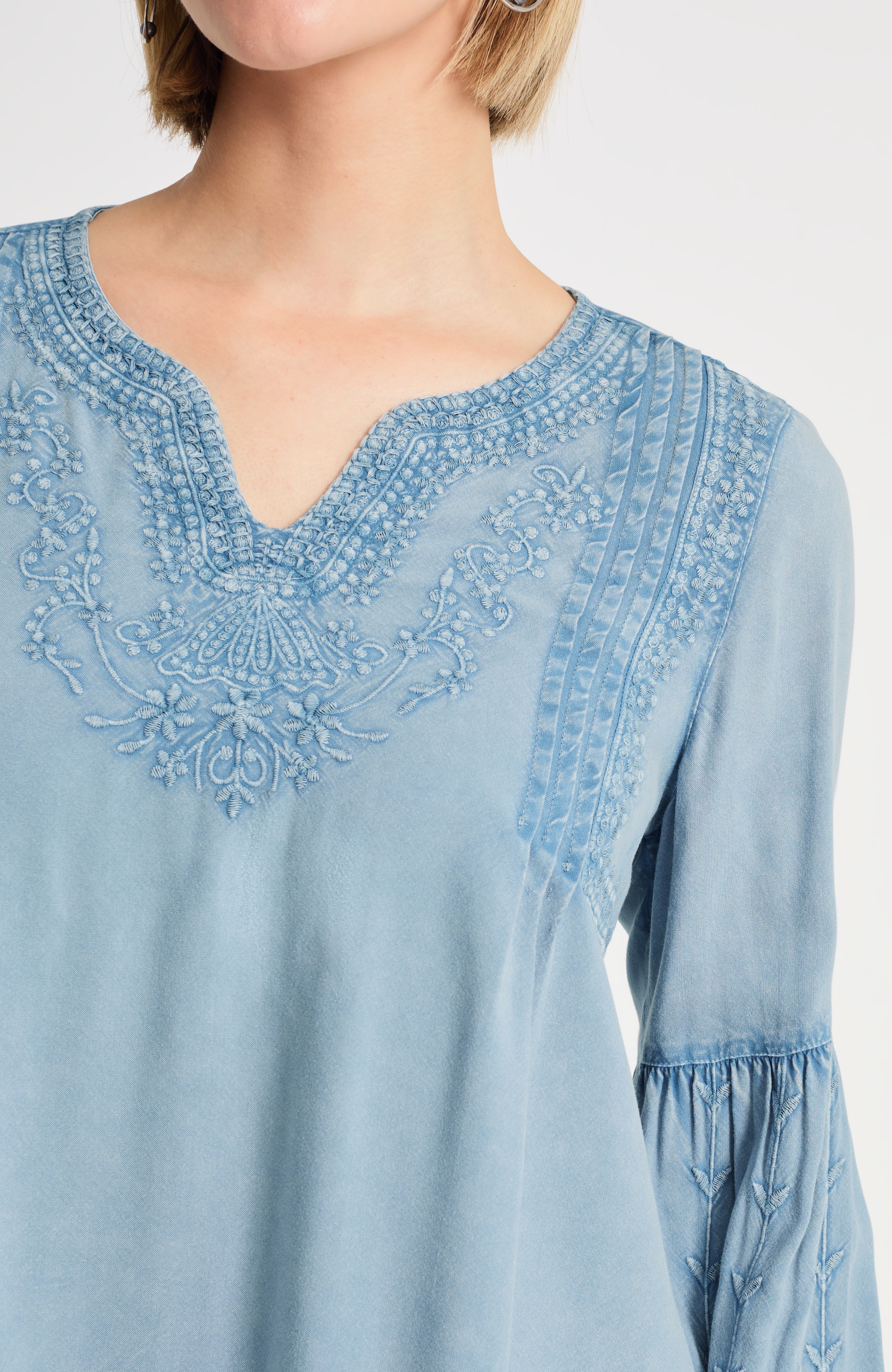Pure Jill Washed Embroidered Top