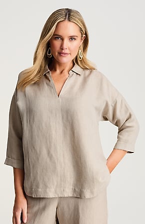 Image for Pure Jill Linen-Blend Popover Shirt