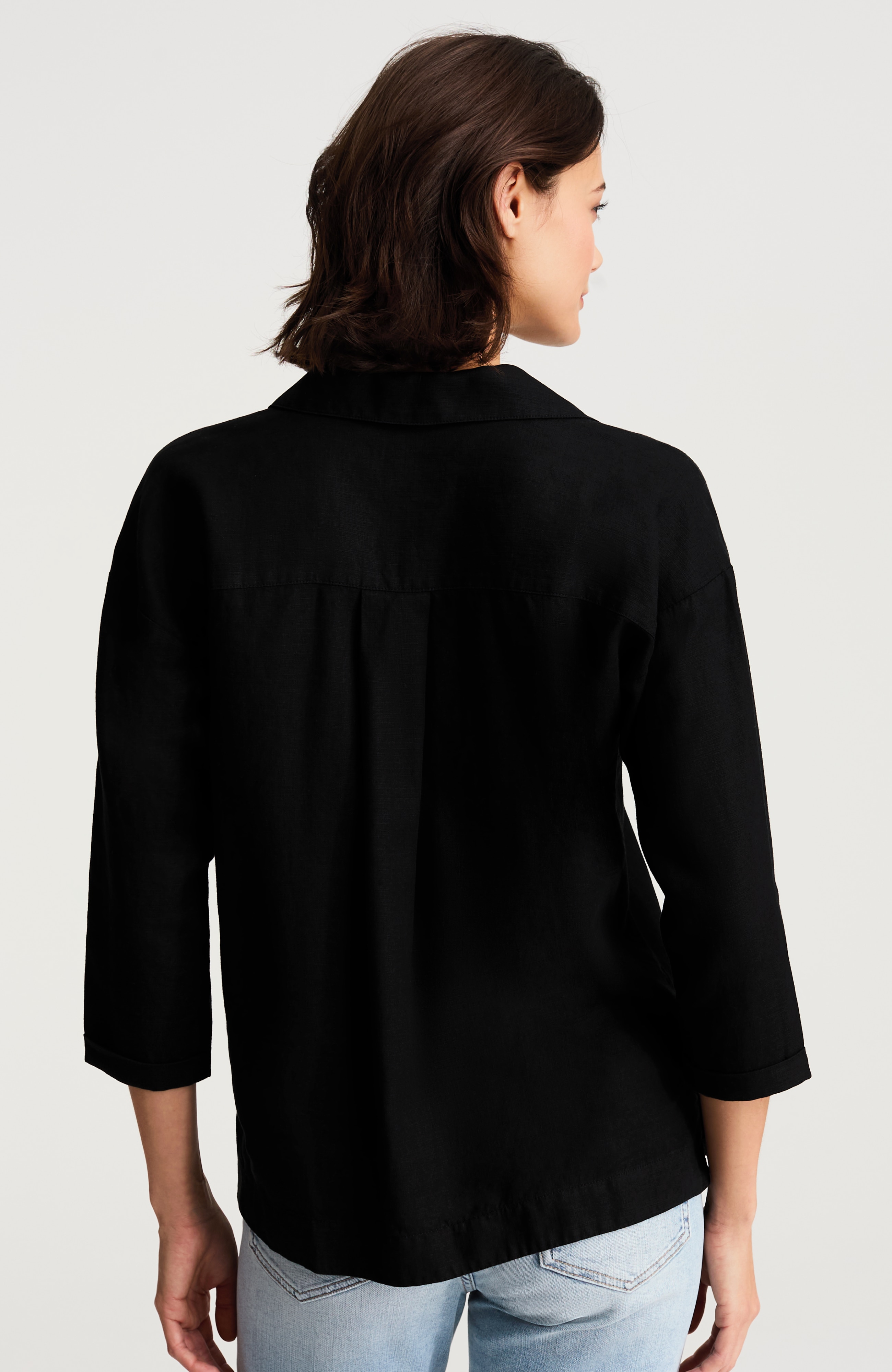 pure jill linen-blend popover shirt