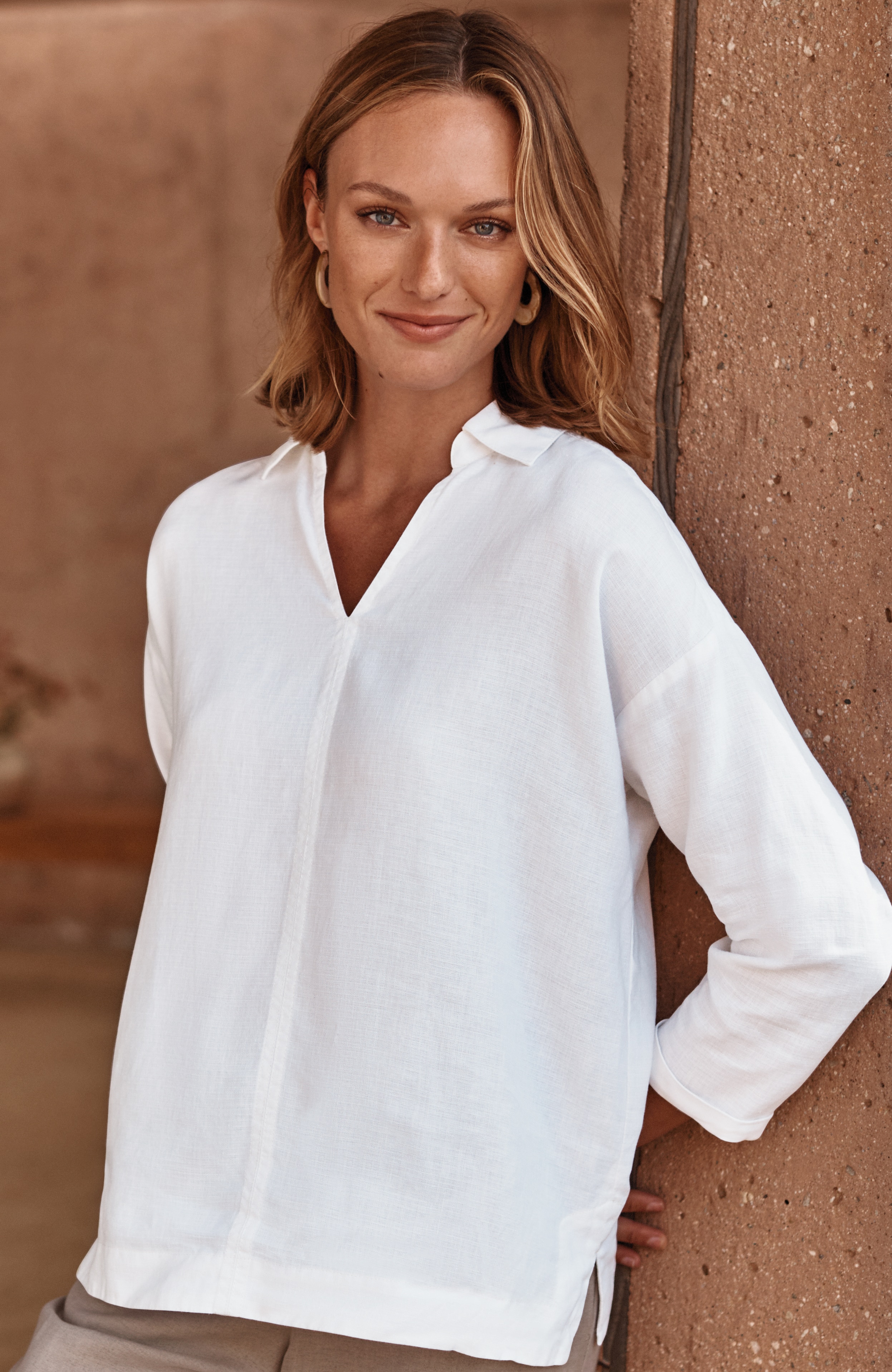 PJ LINEN BLEND POPOVER SHIRT | JJill