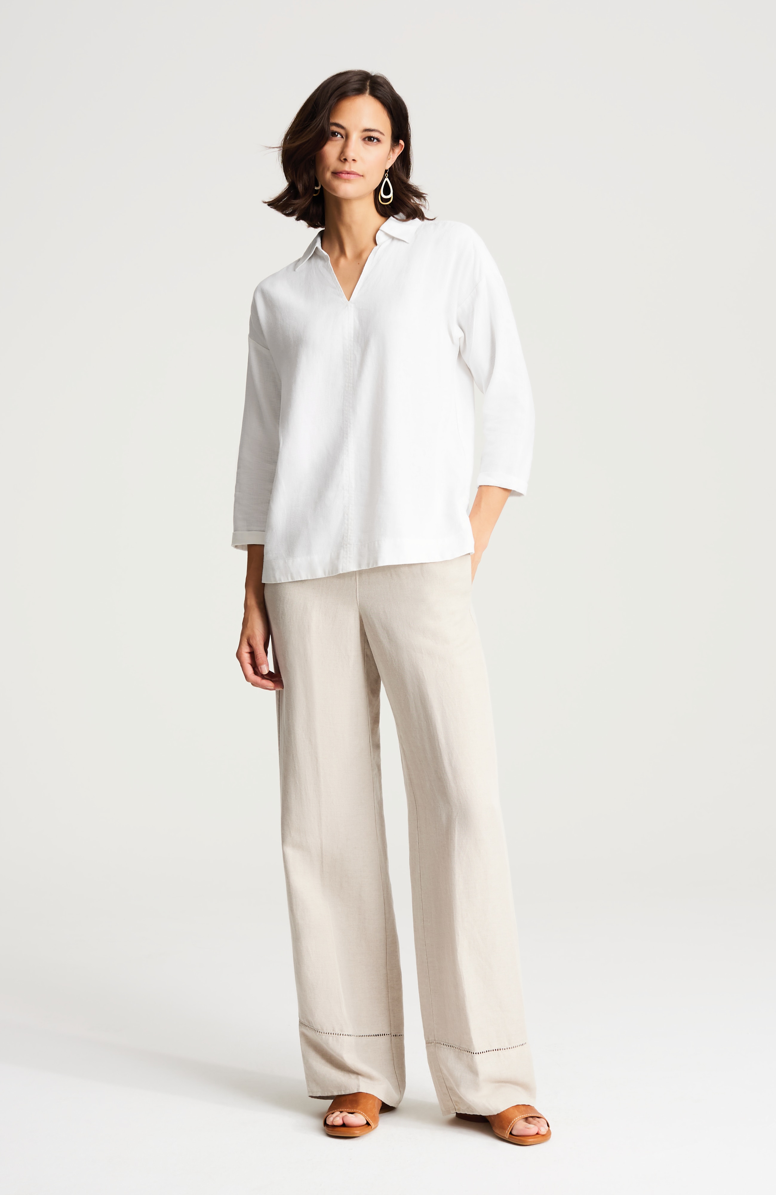 PJ LINEN BLEND POPOVER SHIRT | JJill