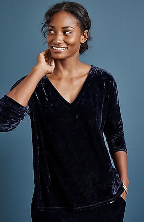 Image for Pure Jill Relaxed Knit-Velvet Top