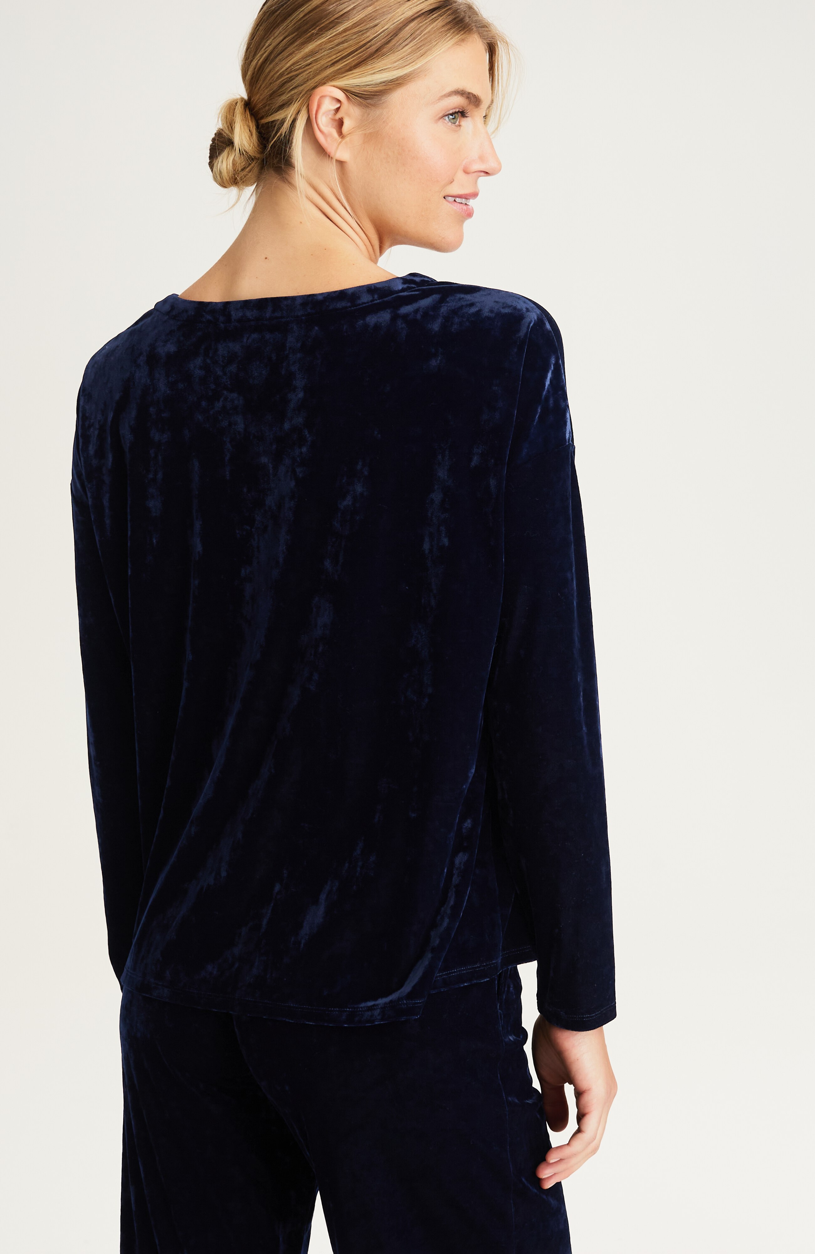 pure jill relaxed knit-velvet top