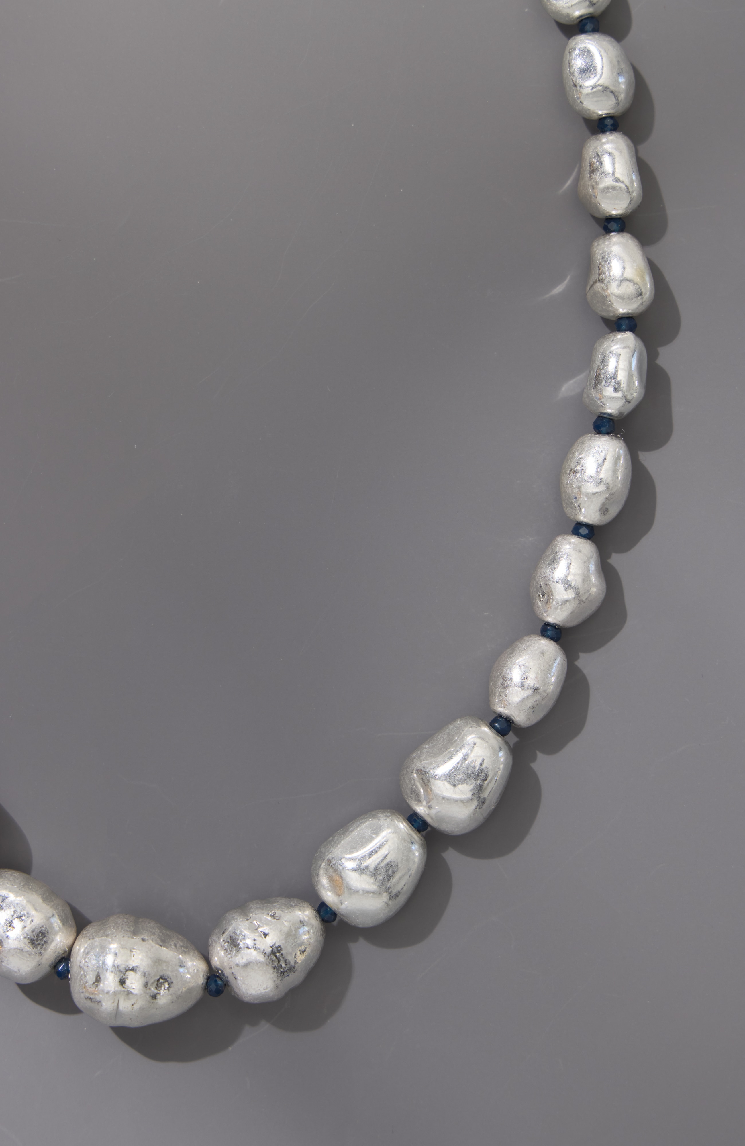 silvertone beads necklace