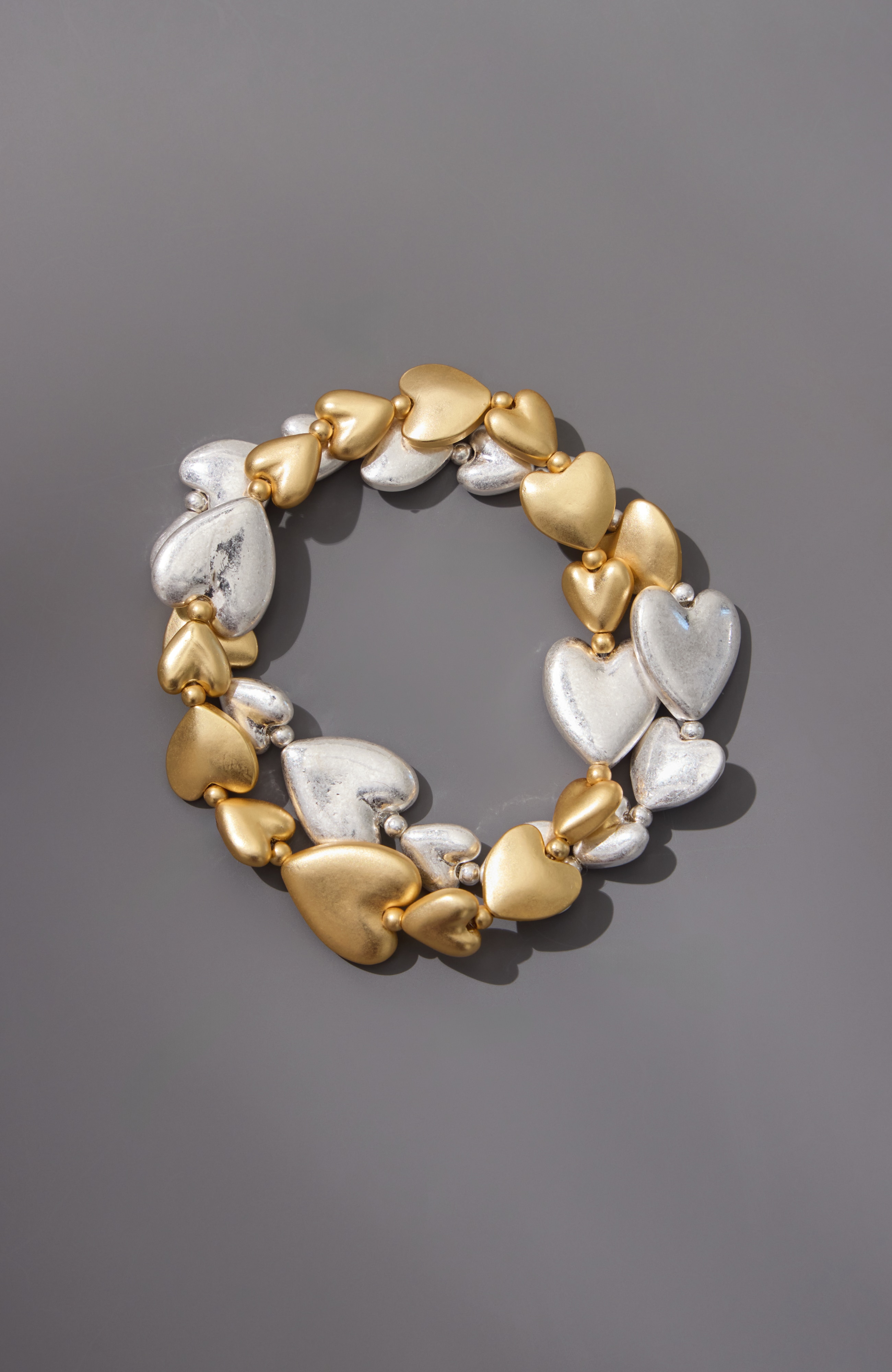 mixed-metal heart bracelet set