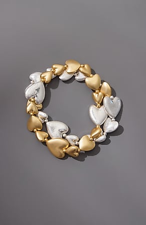 Image for Mixed-Metal Heart Bracelet Set