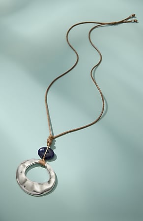 Image for Silvertone Ring Pendant Necklace