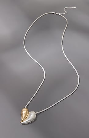 Image for Mixed-Metal Heart Pendant Necklace