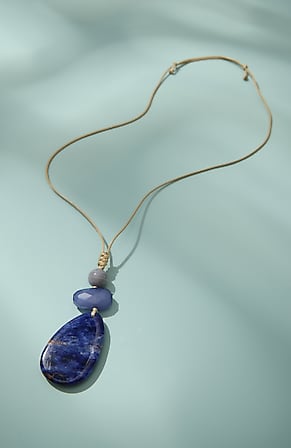 Image for Blue Beaded Pendant Necklace
