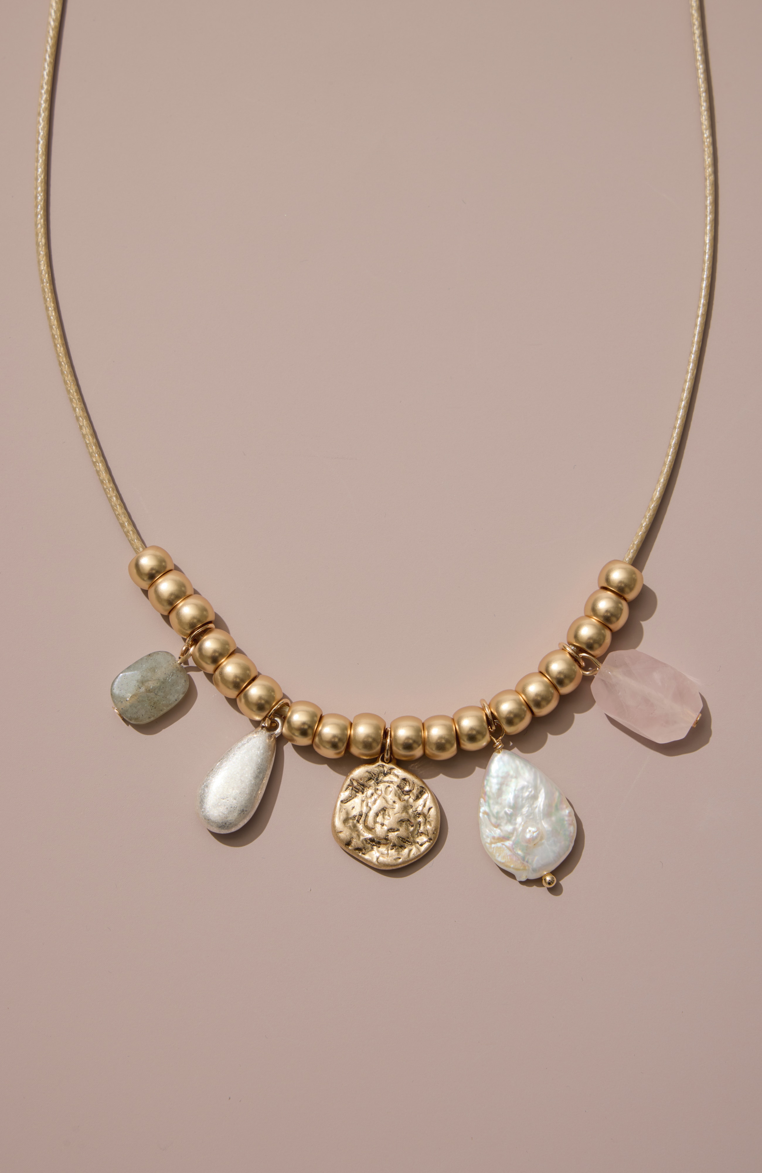 mixed-charm semiprecious necklace