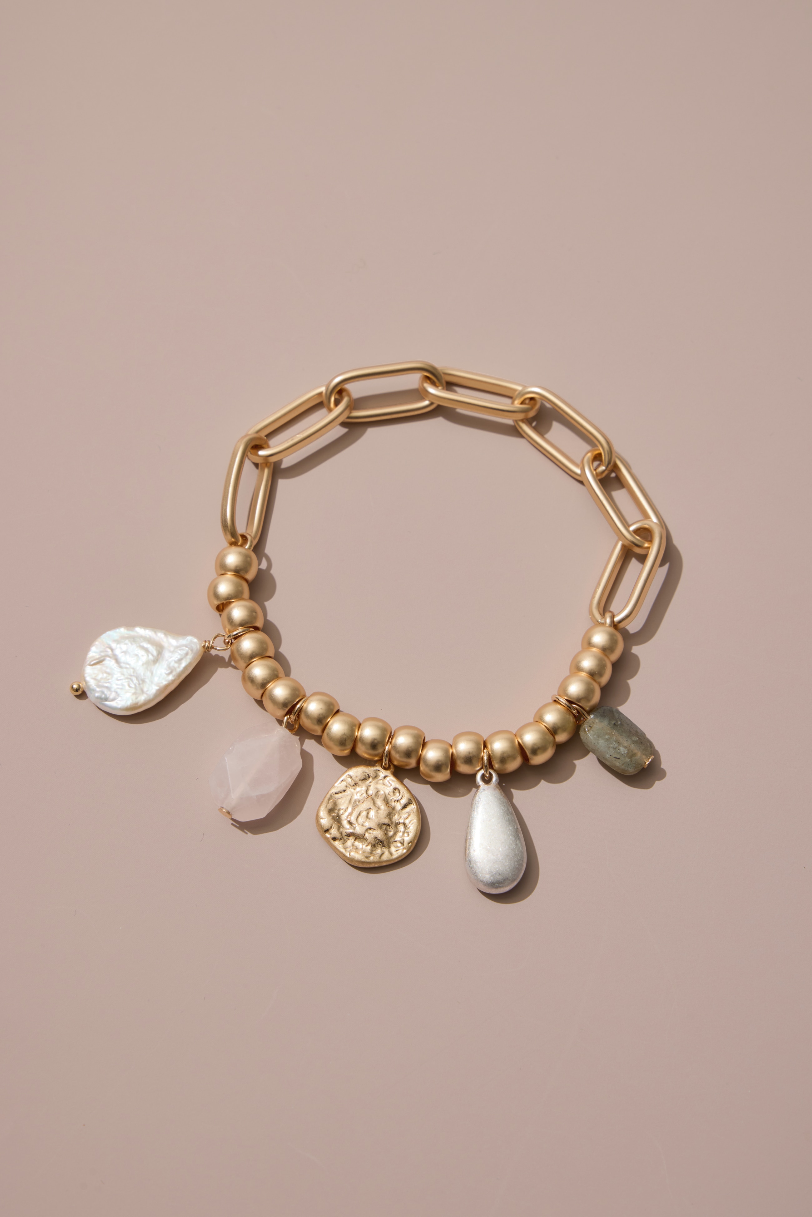 mixed-charm semiprecious bracelet