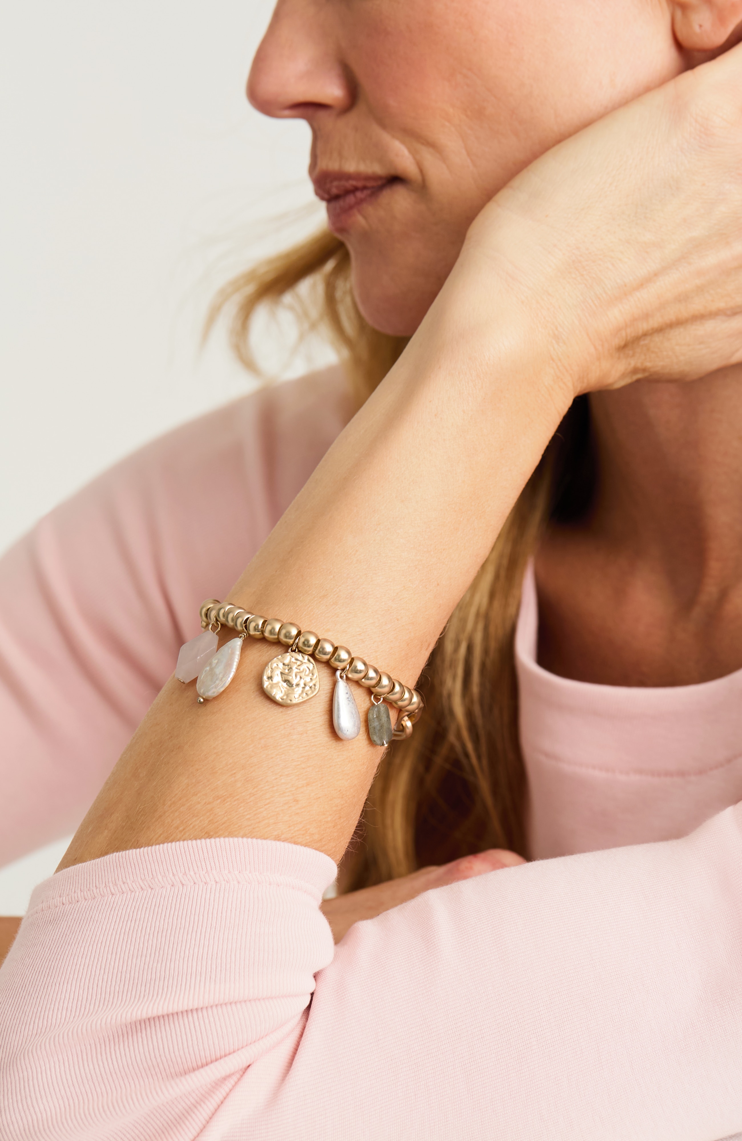 mixed-charm semiprecious bracelet