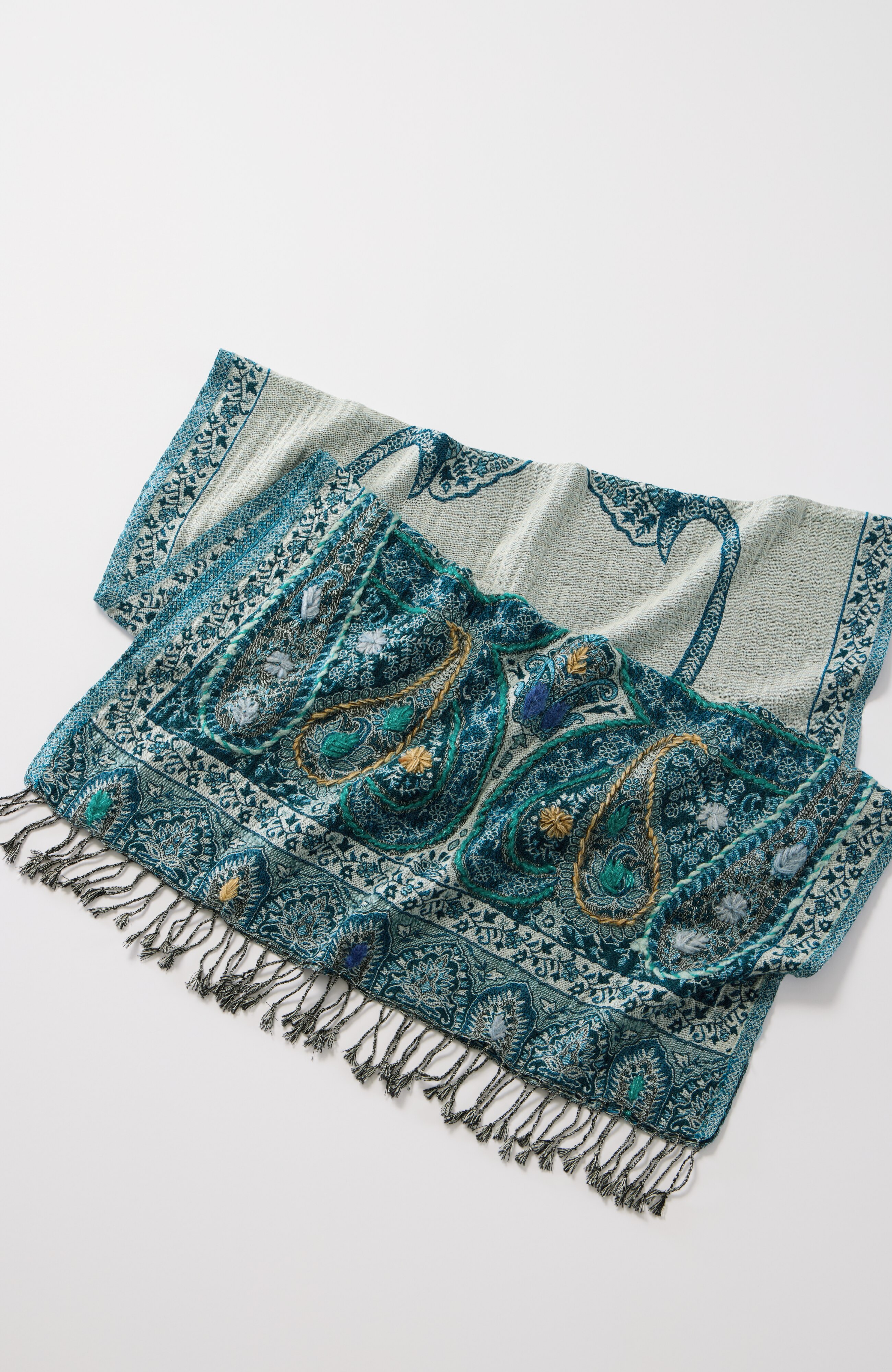 HAND-EMBROIDERED JACQUARD SCARF | JJill