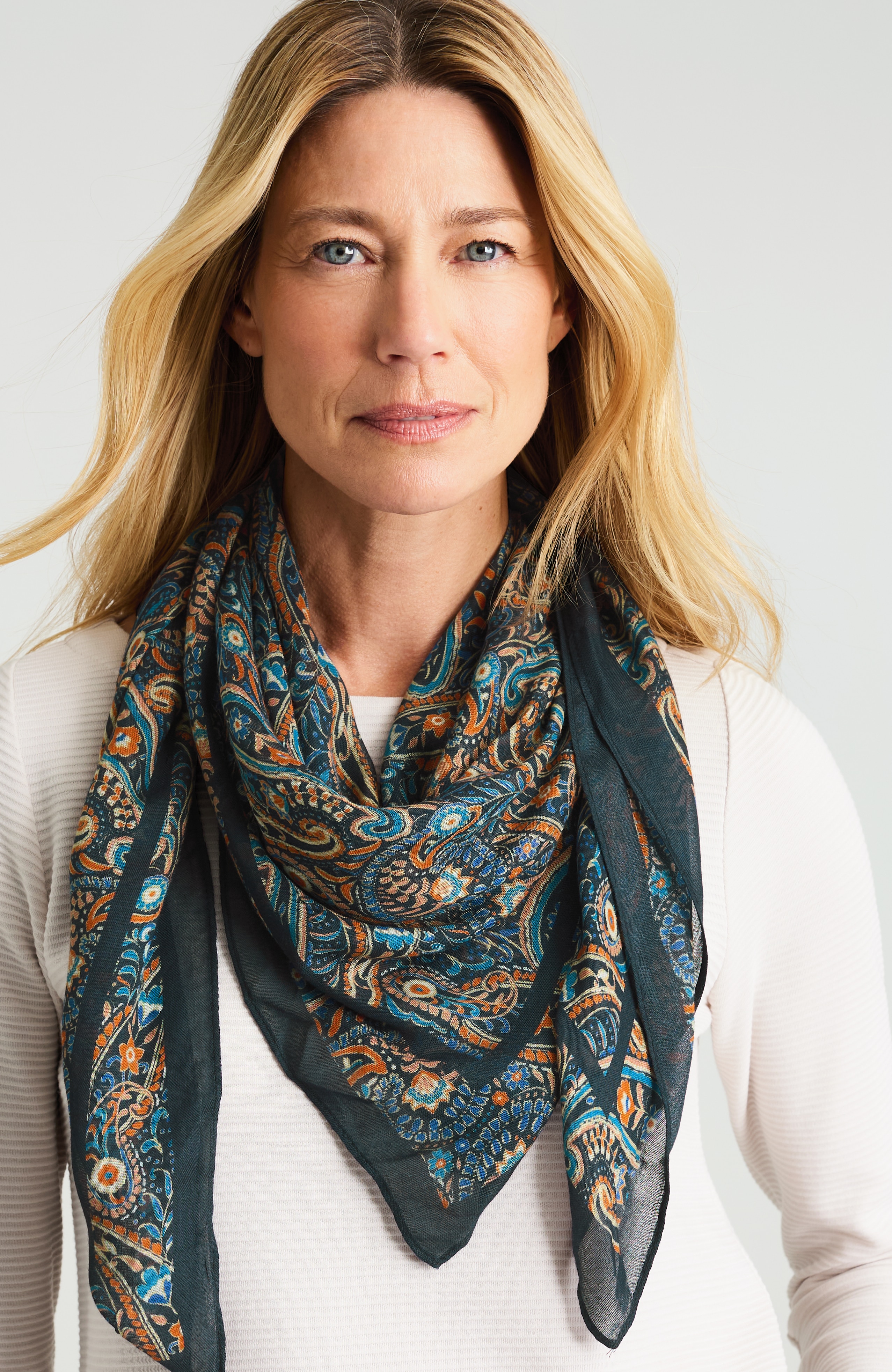 paisley-printed square scarf