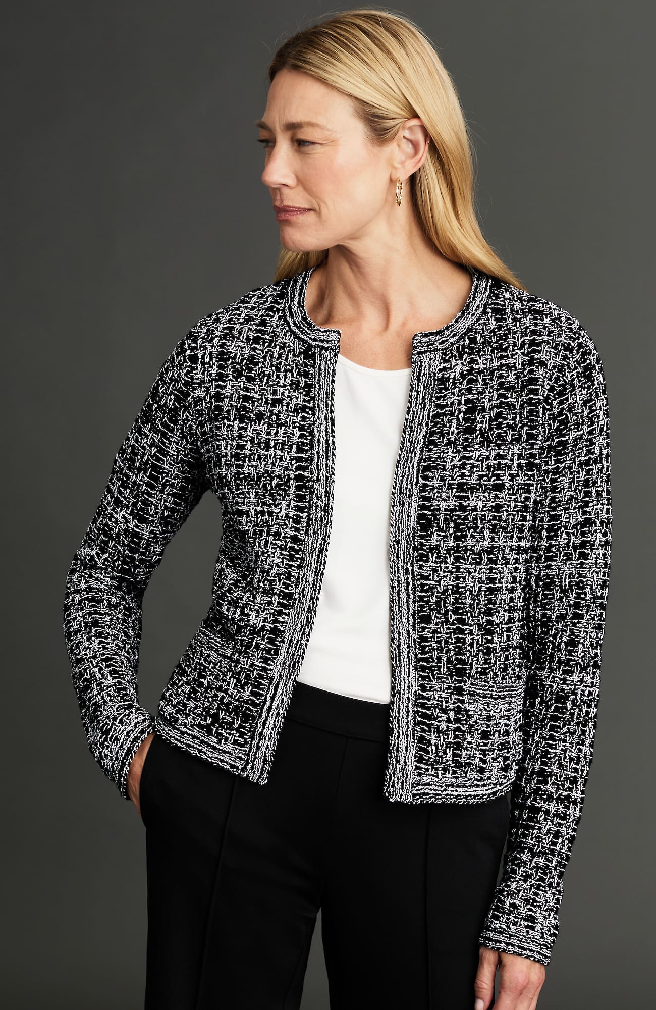 Jjill J.jill Wearever Textured Sweater-jacket In Multi