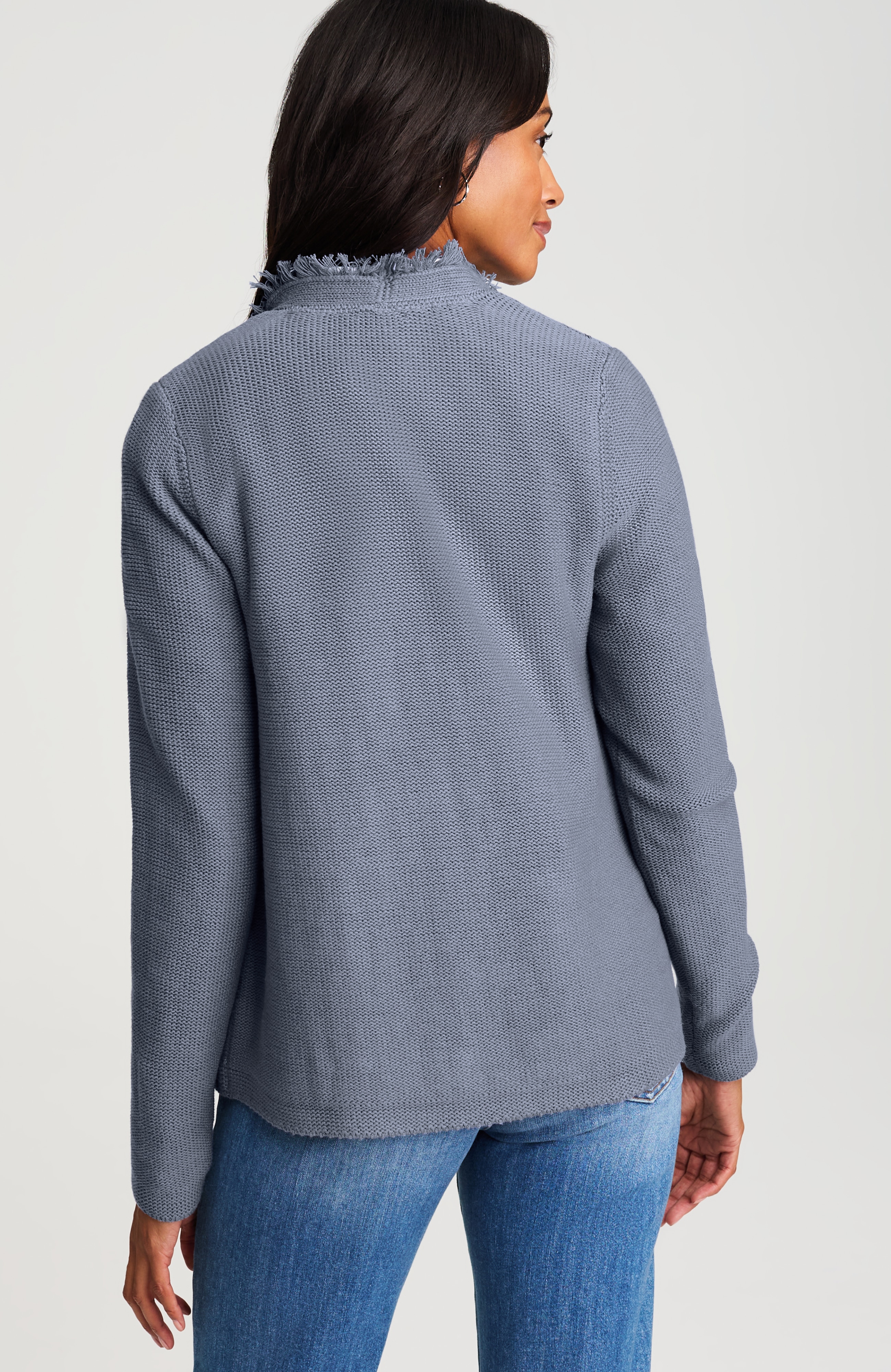 fringed patch-pocket cardi